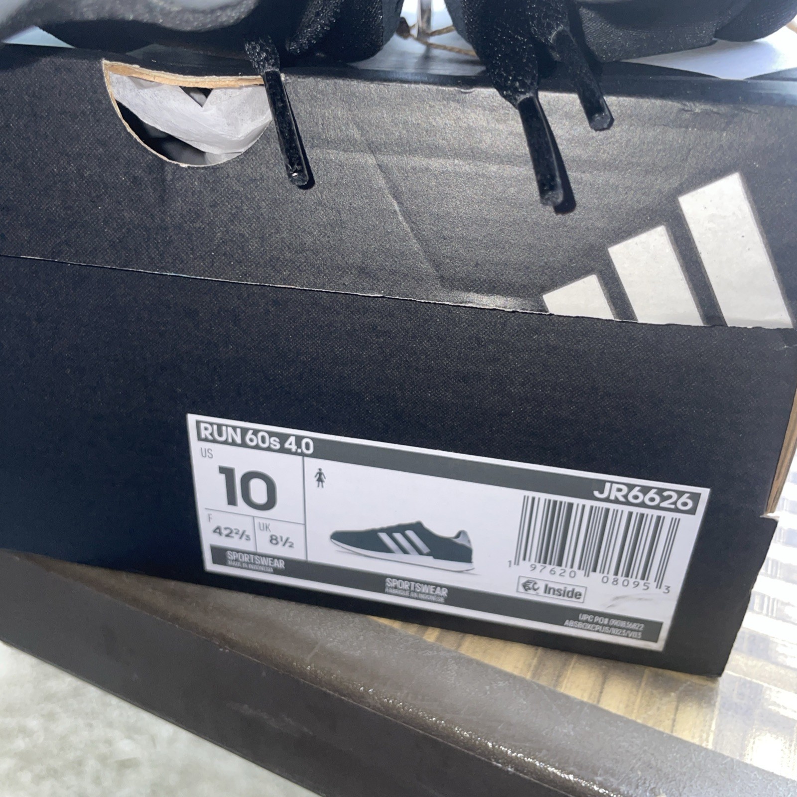 Adidas Run 60s 3.0 Black Silver Metallic Size 10 Women’s NIB