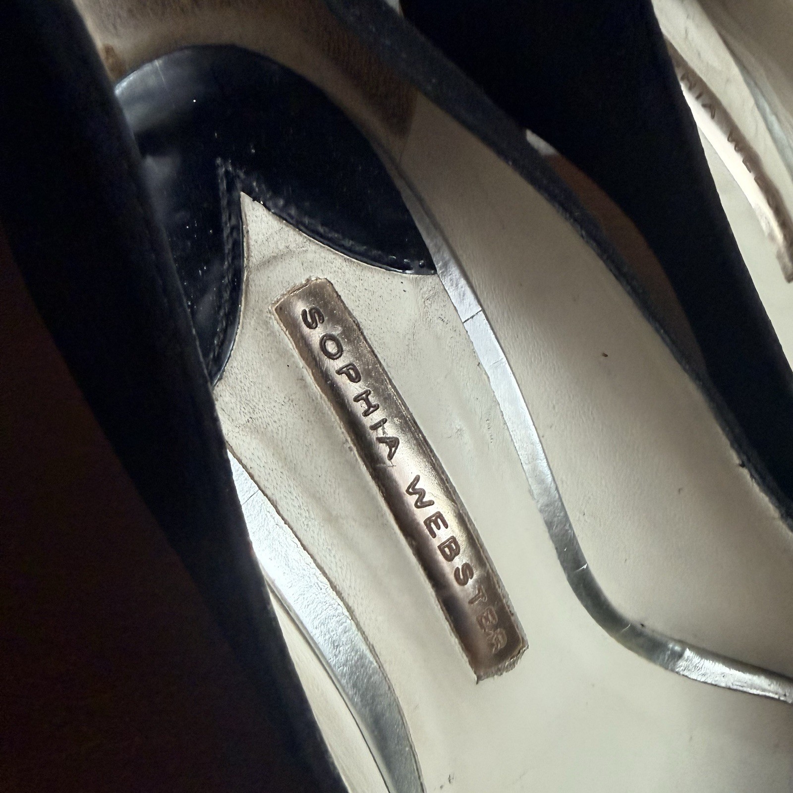 Sophia Webster Coco Flamingo Suede Pumps Sz 7 Black Copper SEE PHOTOS