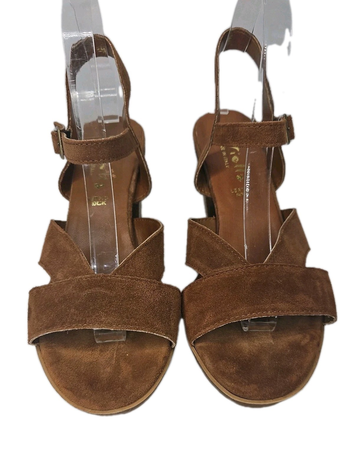 Mariella Made in Italy Brown Suede Leather Block Heel, Size 9