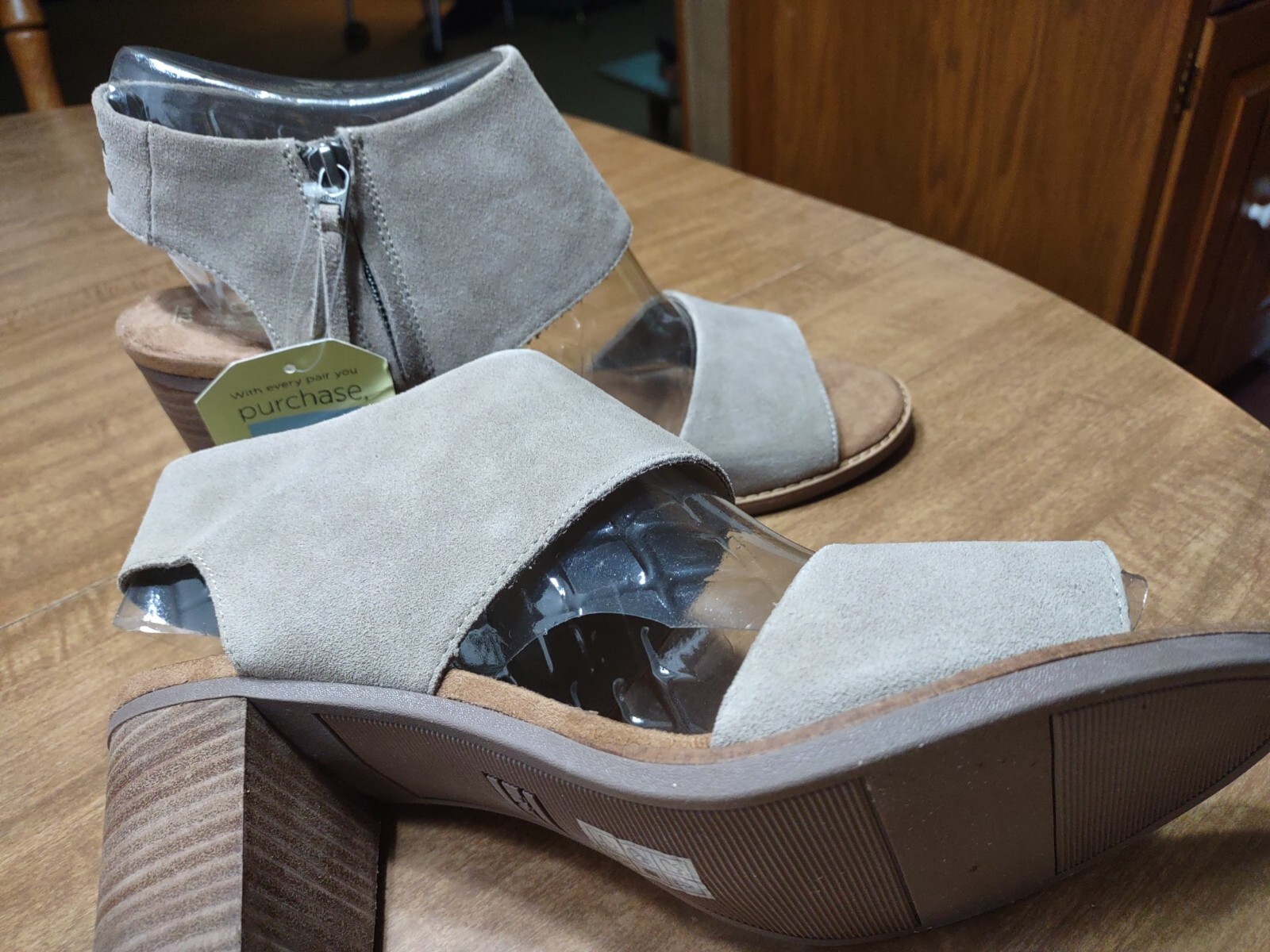 TOMS Women’s Majorca Cutout Heels Sandal -Desert Taupe Suede -Size 12 Wm -New