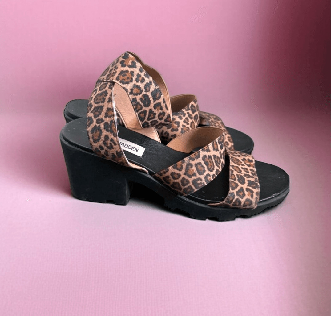 Steve Madden Soho Lug Sole Haidar Leopard Platform Chunky Sandals Y2K Size 6