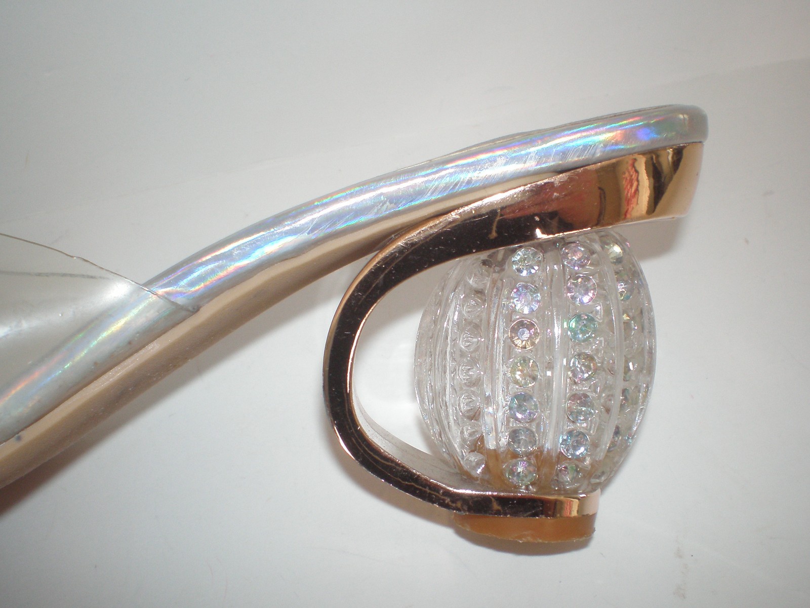 Silver & Translucent Iridescent SHOES w/Disco Ball HEELS Sz 8.5 Wedding ~ Party
