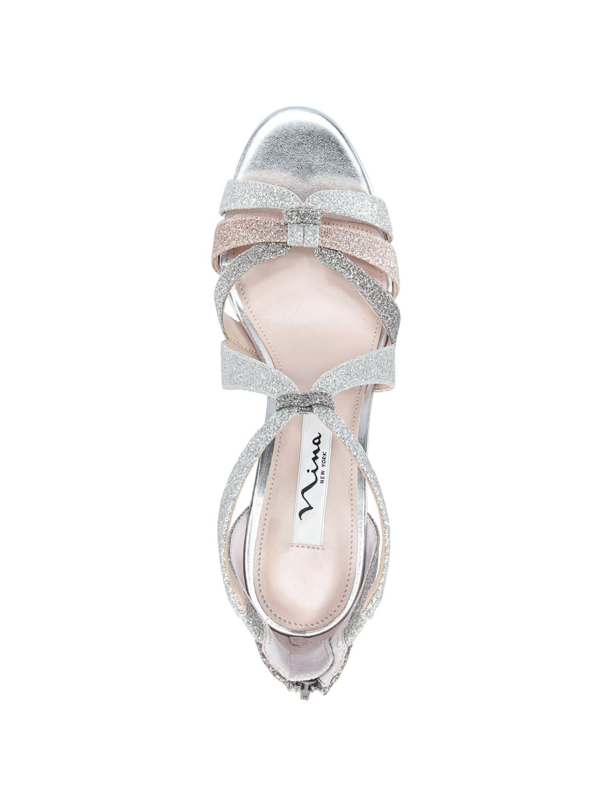 NINA Womens Silver Casey Round Toe Stiletto Leather Sandals Shoes 10 M