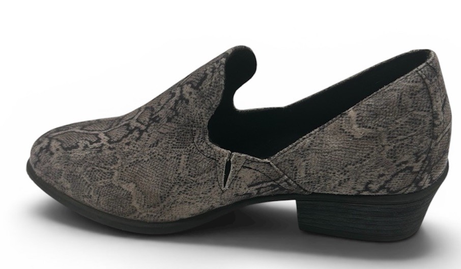 Pierre Dumas Womens Gray Snakeskin Print Venetian Loafers Pointed Toe Flats 8.5