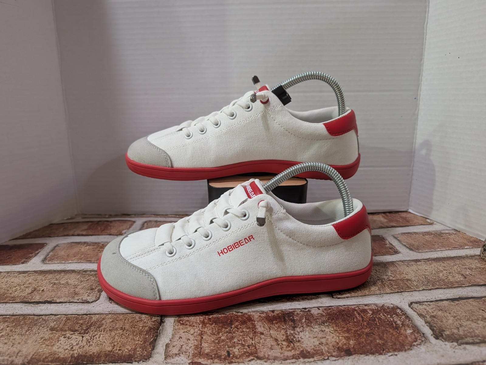 Hobibear Barefoot Shoes Canvas Sneakers White Red Grey Men 6.5 Women 8.5 EU 39