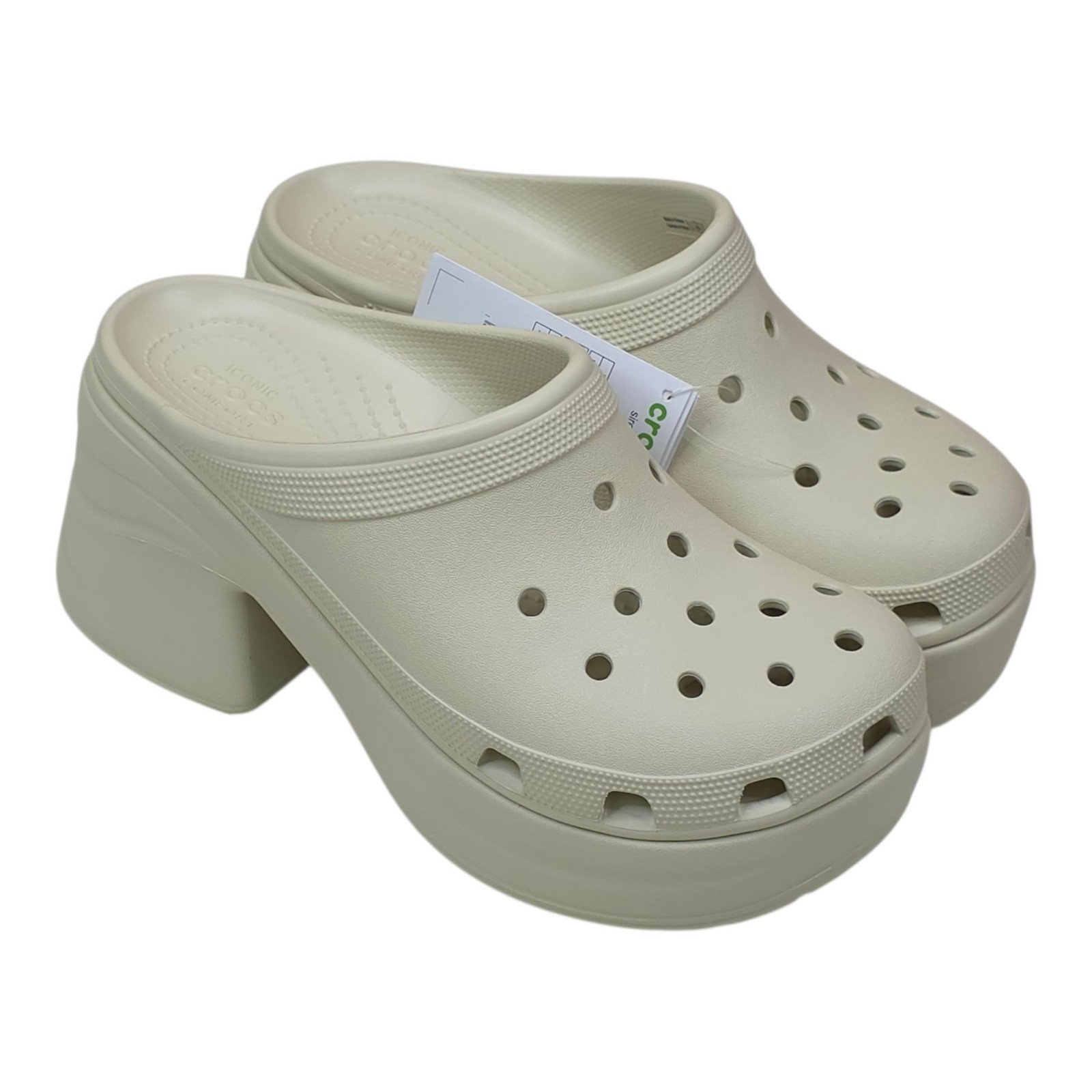 Crocs Siren Clog M9/W11 Cream Platform Slip-On Shoes 3 1/2″ Heel