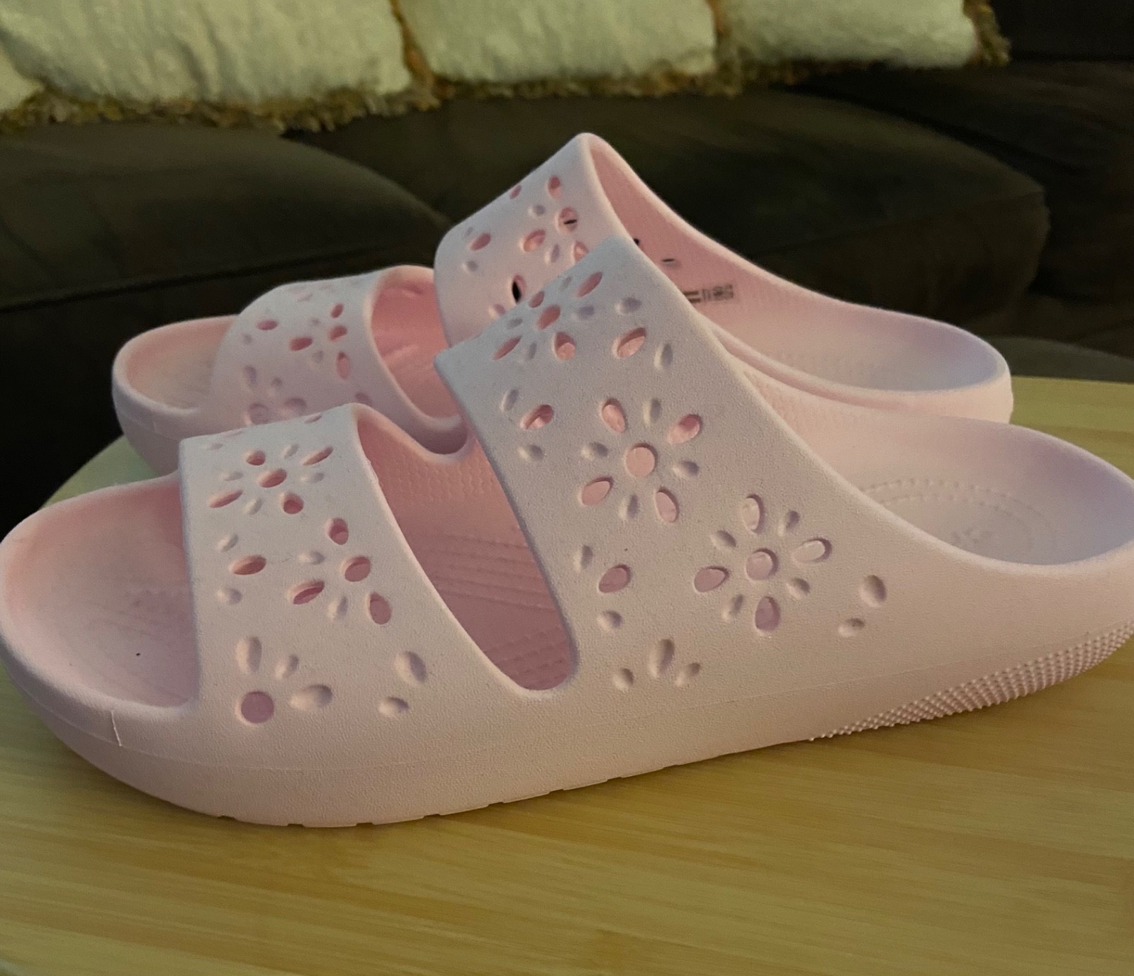 Crocs Floral Slides Pink Milk Mens 9 Womens 11