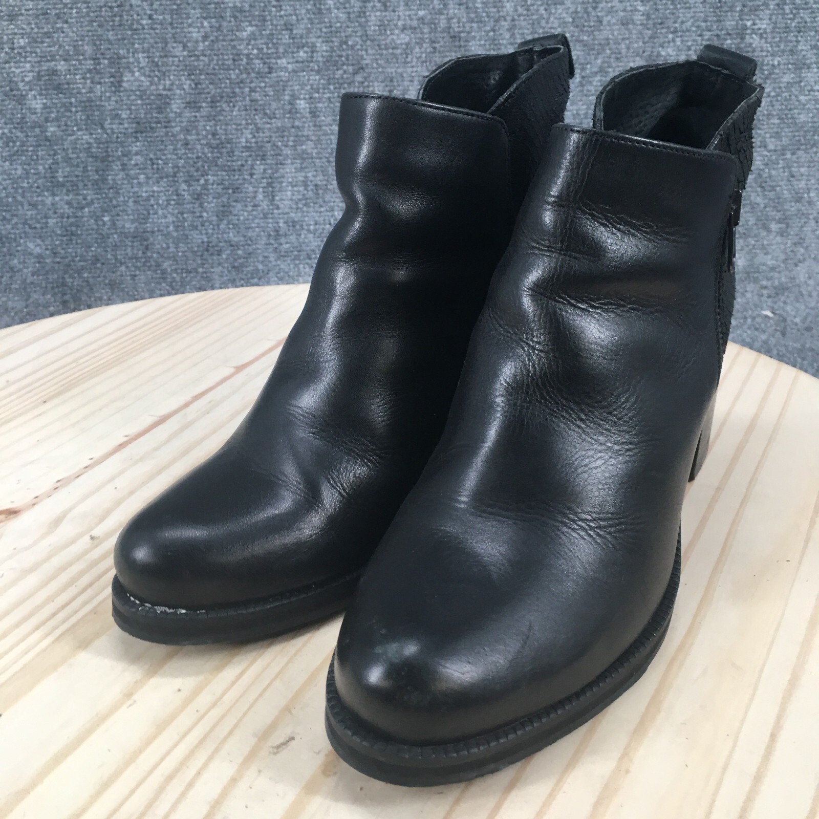 Chikato Boots Womens 39 Ankle Bootie Black Side Zip Casual Comfort Block Heels
