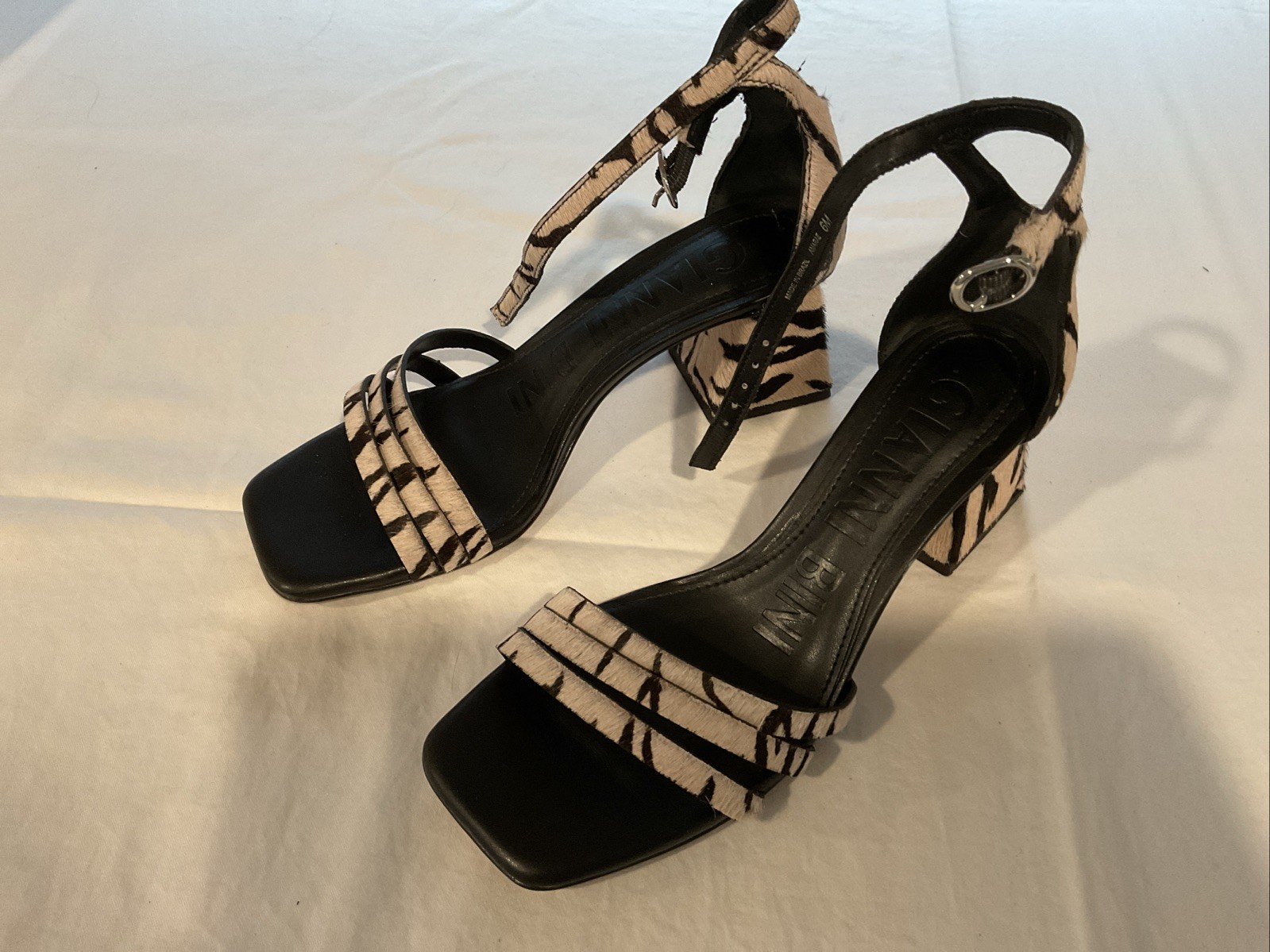 Gianni Bini Animal Print Strap Block Heels