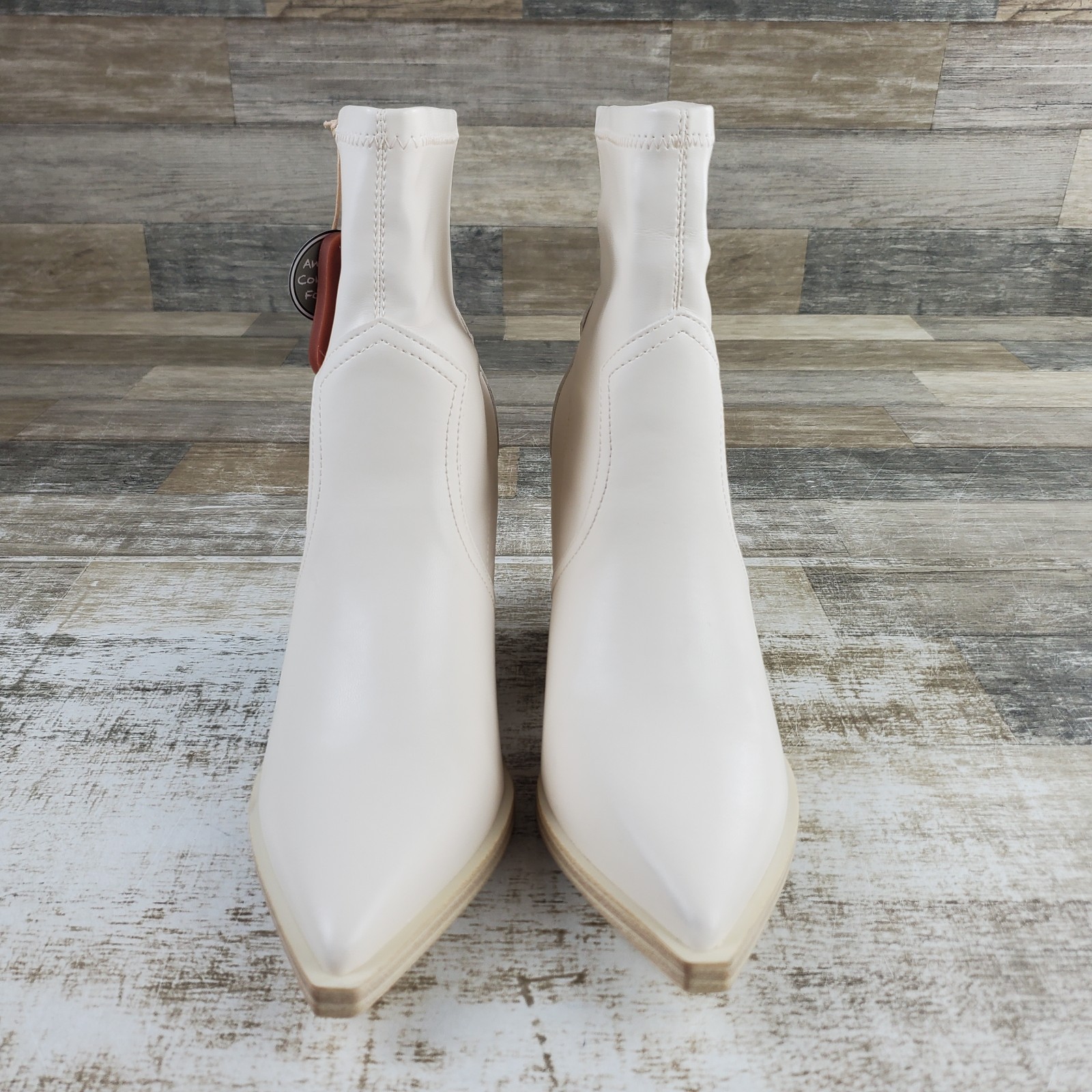 MIA Rachell Womens Bootie Sz 8.5 M Comfort Bone Block Heel Pointed Toe Pull On