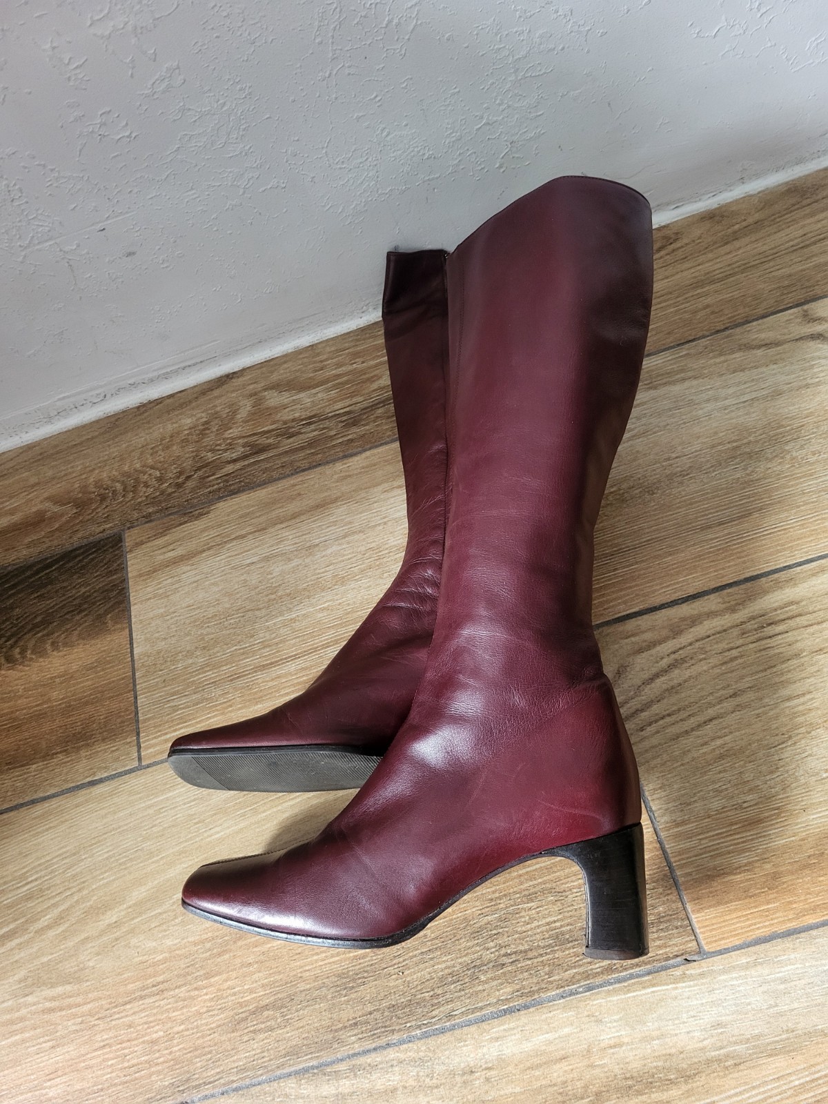 Ledies Boots Knee High Genuine Leather Shoes UK5.5 US7.5 EU38.5 Burgundy Italy
