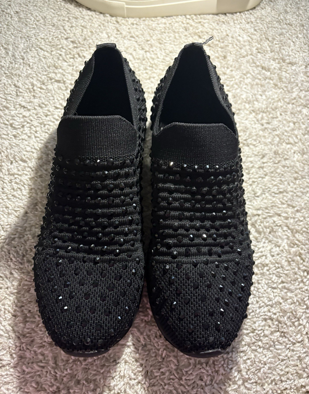 Kenneth Cole Reaction Black Knit Slip-On Loafers with Stud Accents