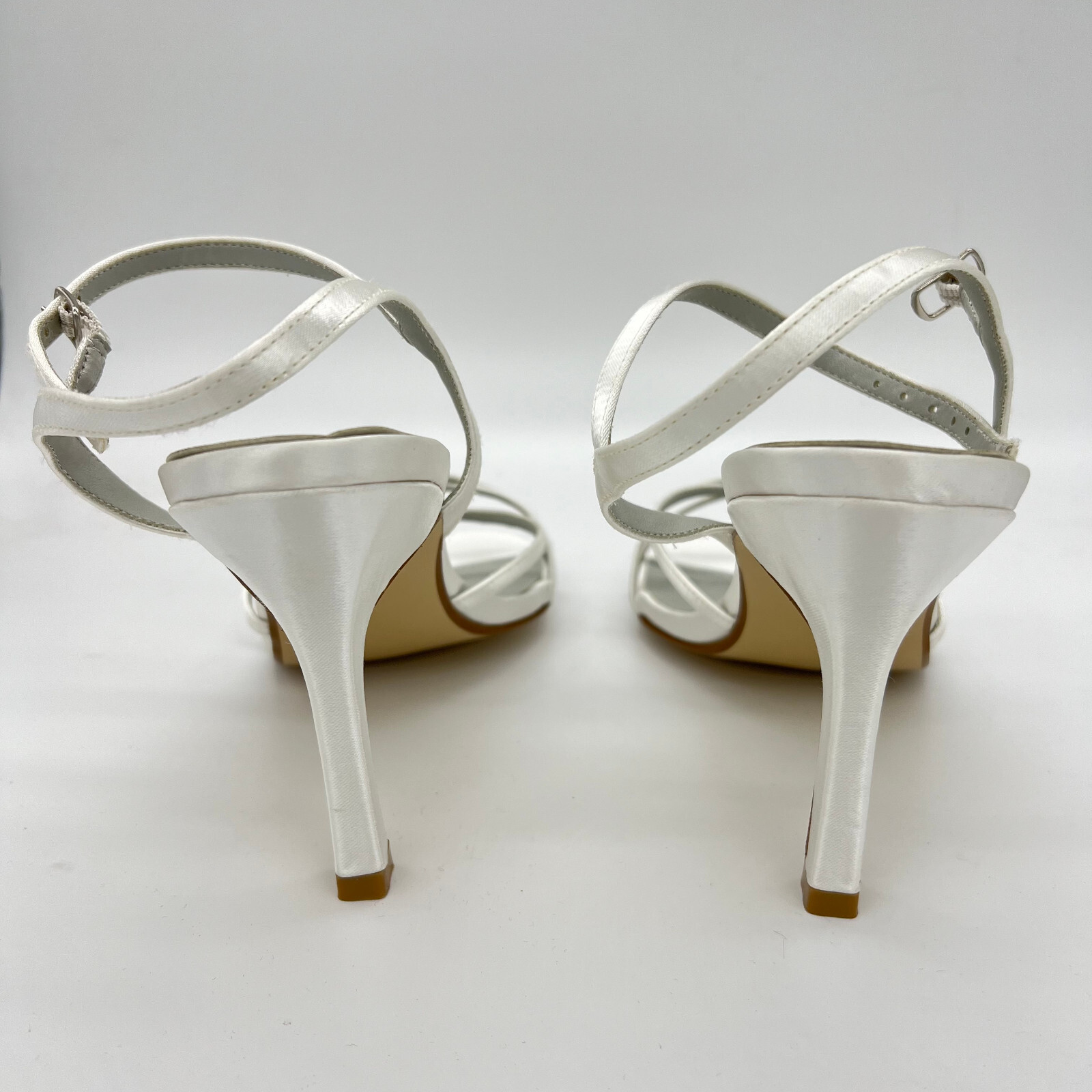 Dyeables Women Ankle Loop Satin Buckle Slingback Fashion Sandals White Satin 9B