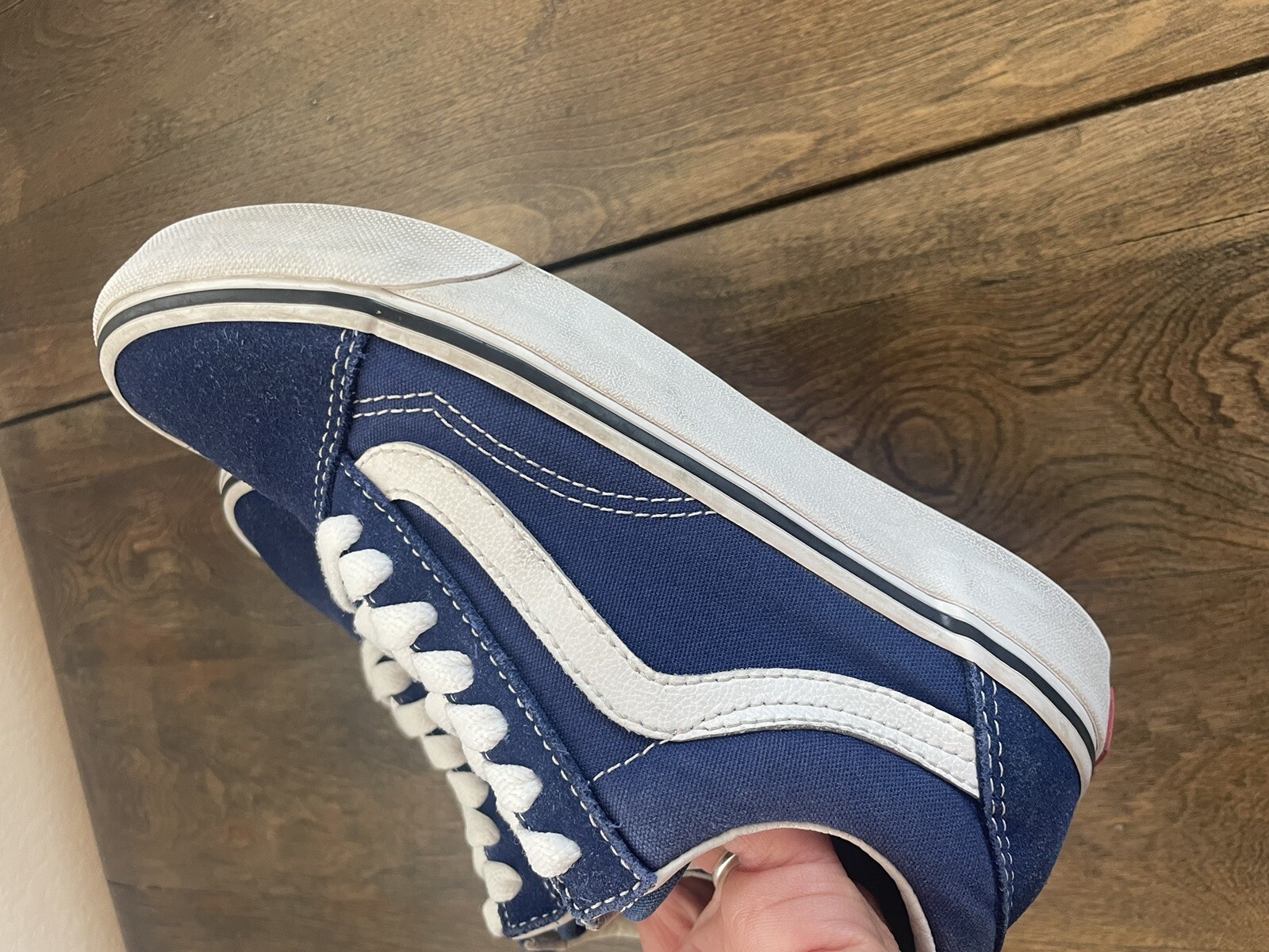 VANS Old Skool Suede Low Top Shoes Sneakers Blue White Women’s Size 5 Men 3.5