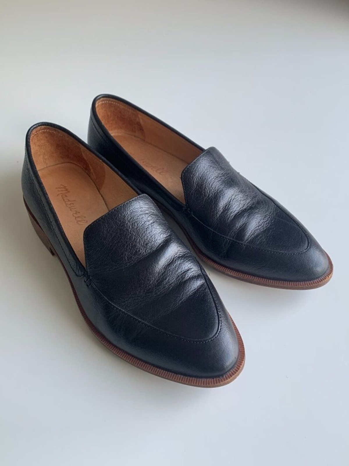 Madewell The Frances Loafer Black Pointed Toe Leather Size 6