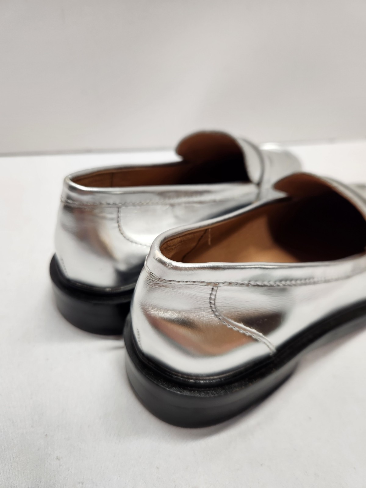 Madewell The Vernon Loafers Flats Sz 8.5 Silver Specchio Metallic Leather Slip