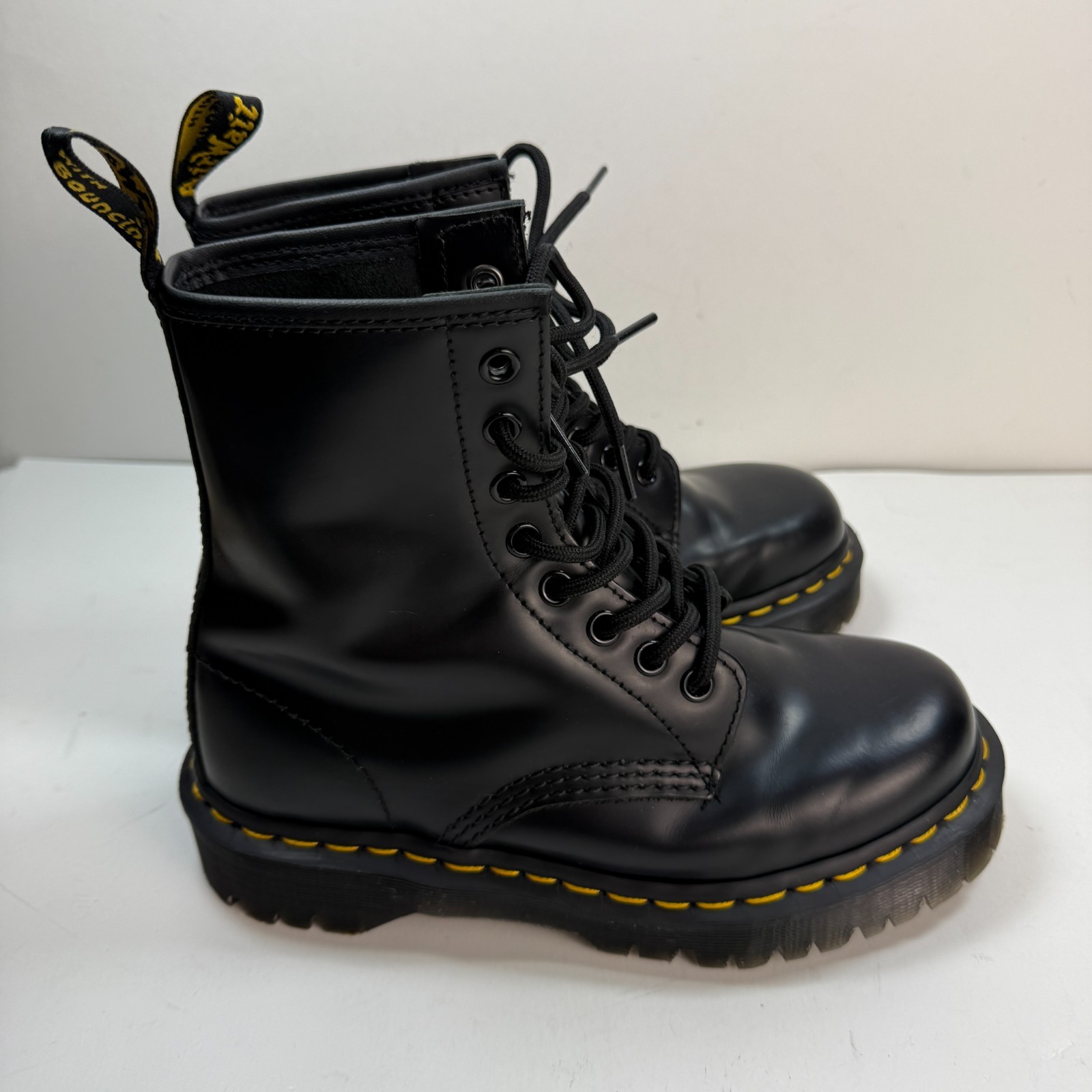 Dr. Martens 1460 Bex Smooth Black Leather Lace Up Boots Womens Size 6 / Mens 5