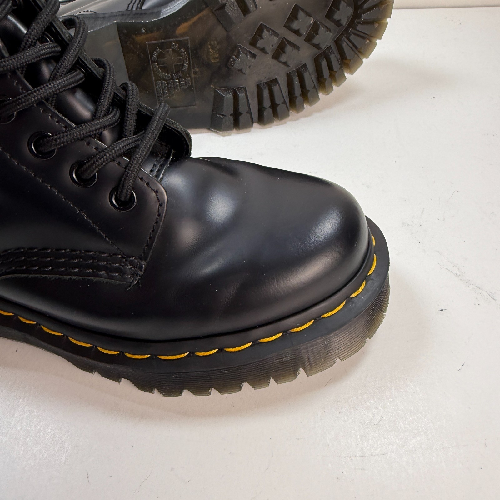 Dr. Martens 1460 Bex Smooth Black Leather Lace Up Boots Womens Size 6 / Mens 5
