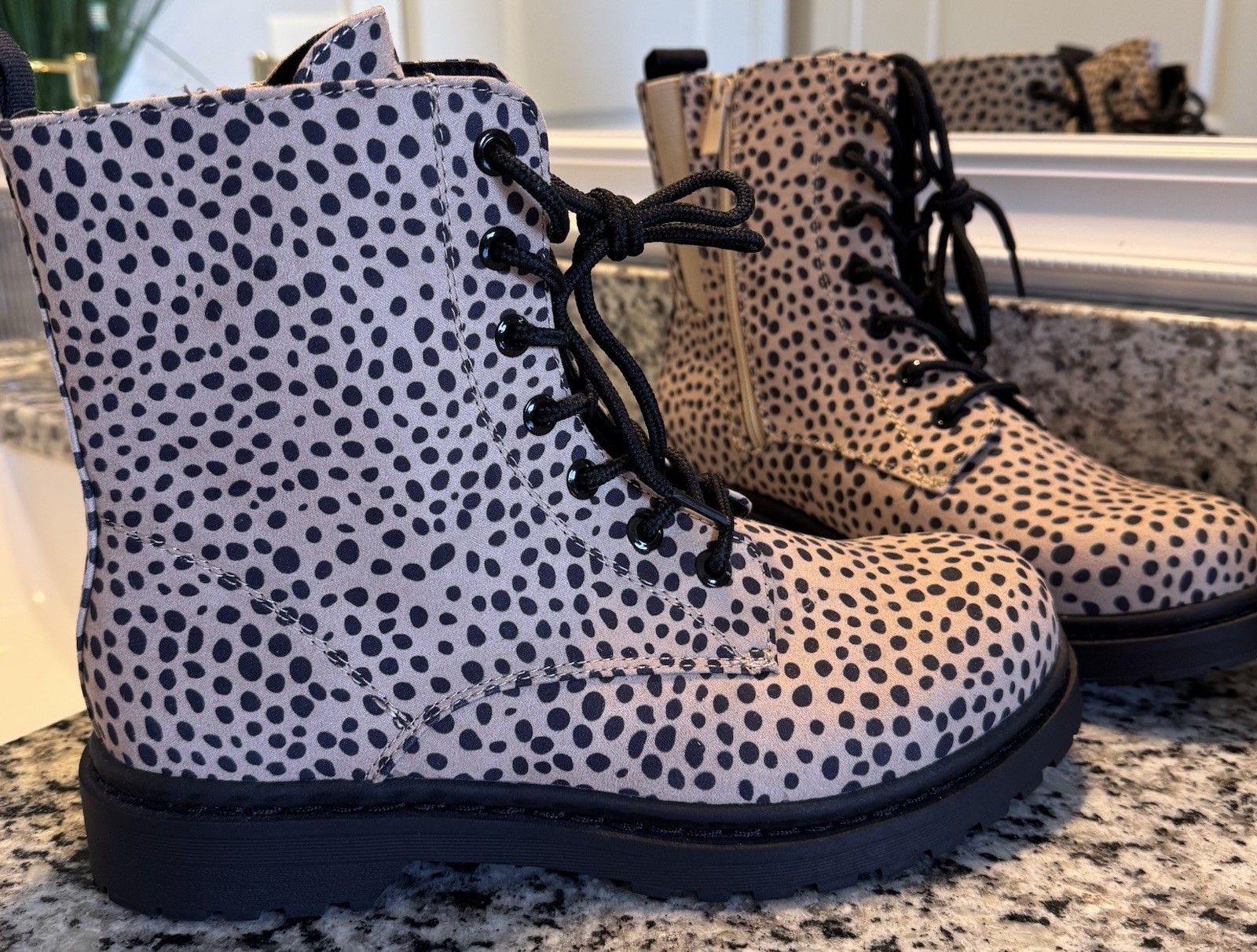 Torrid Polka Dot Lace-Up Combat Ankle Boots Side Zip Round Toe Women’s 10W