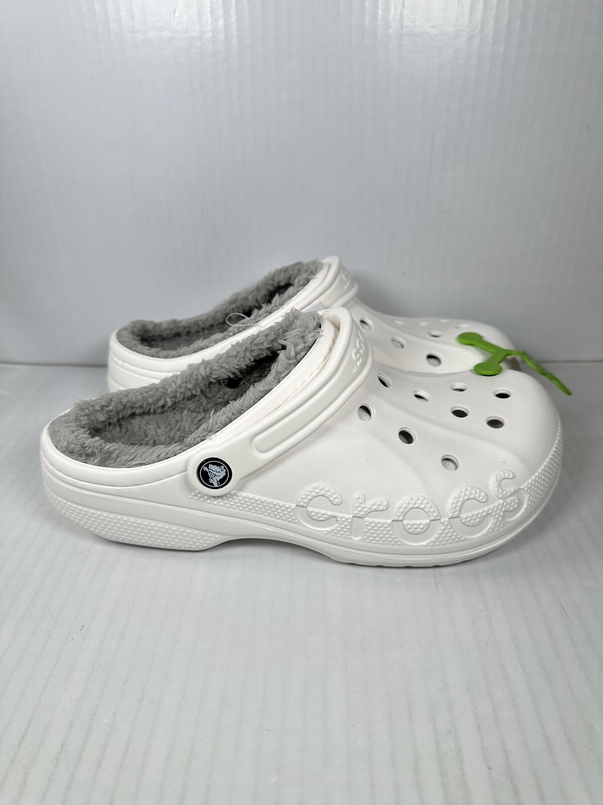 Size M9/W11 Crocs Baya Lined Clog Slip On White/Grey 205969-11H NEW