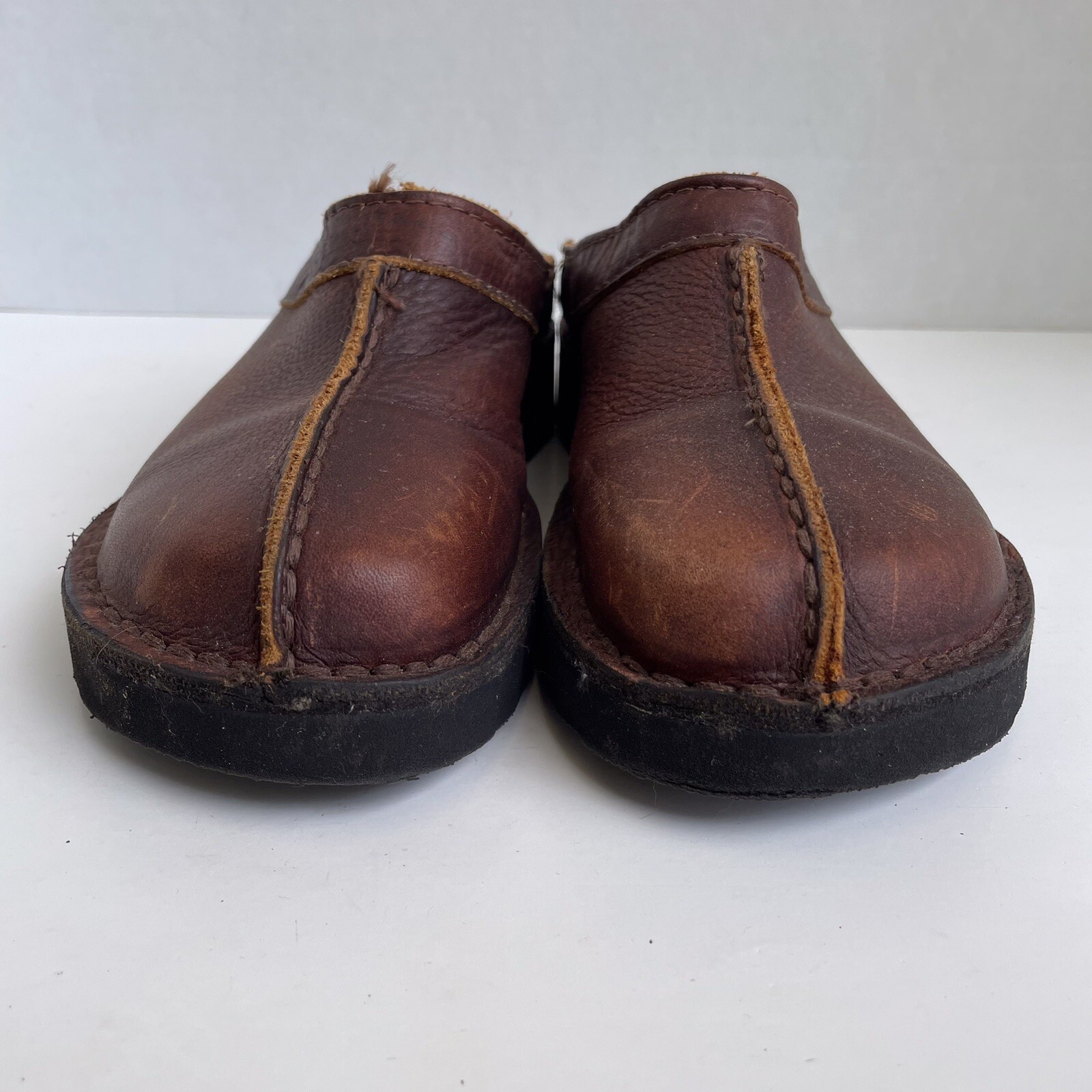 Vintage Dexter Full Grain Leather Clogs Mules Slip On Women 5 Brown Y2K 90s