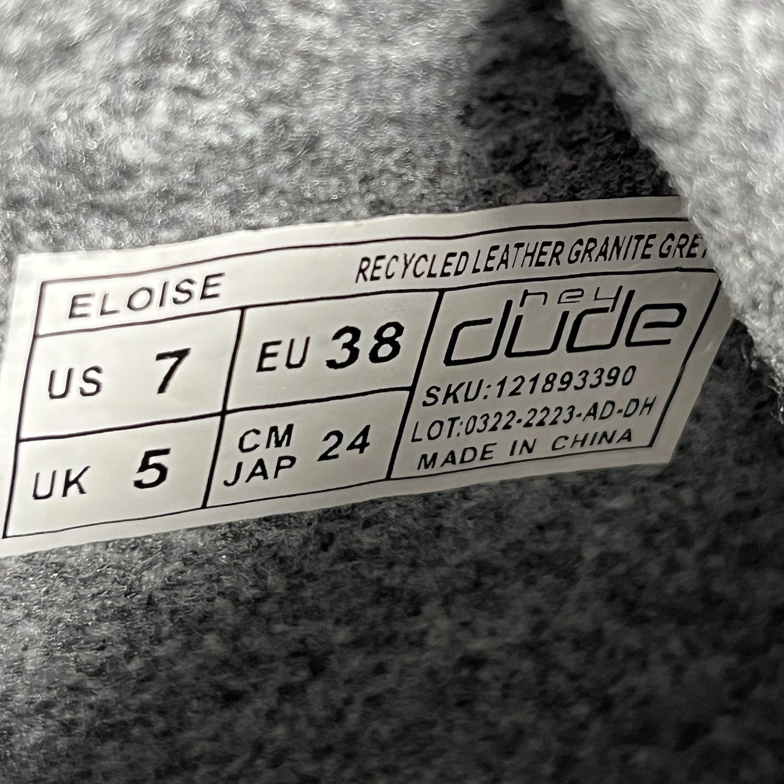 Hey Dude Eloise Recycled Leather Granite Grey Shoes Boots Womens Size 7