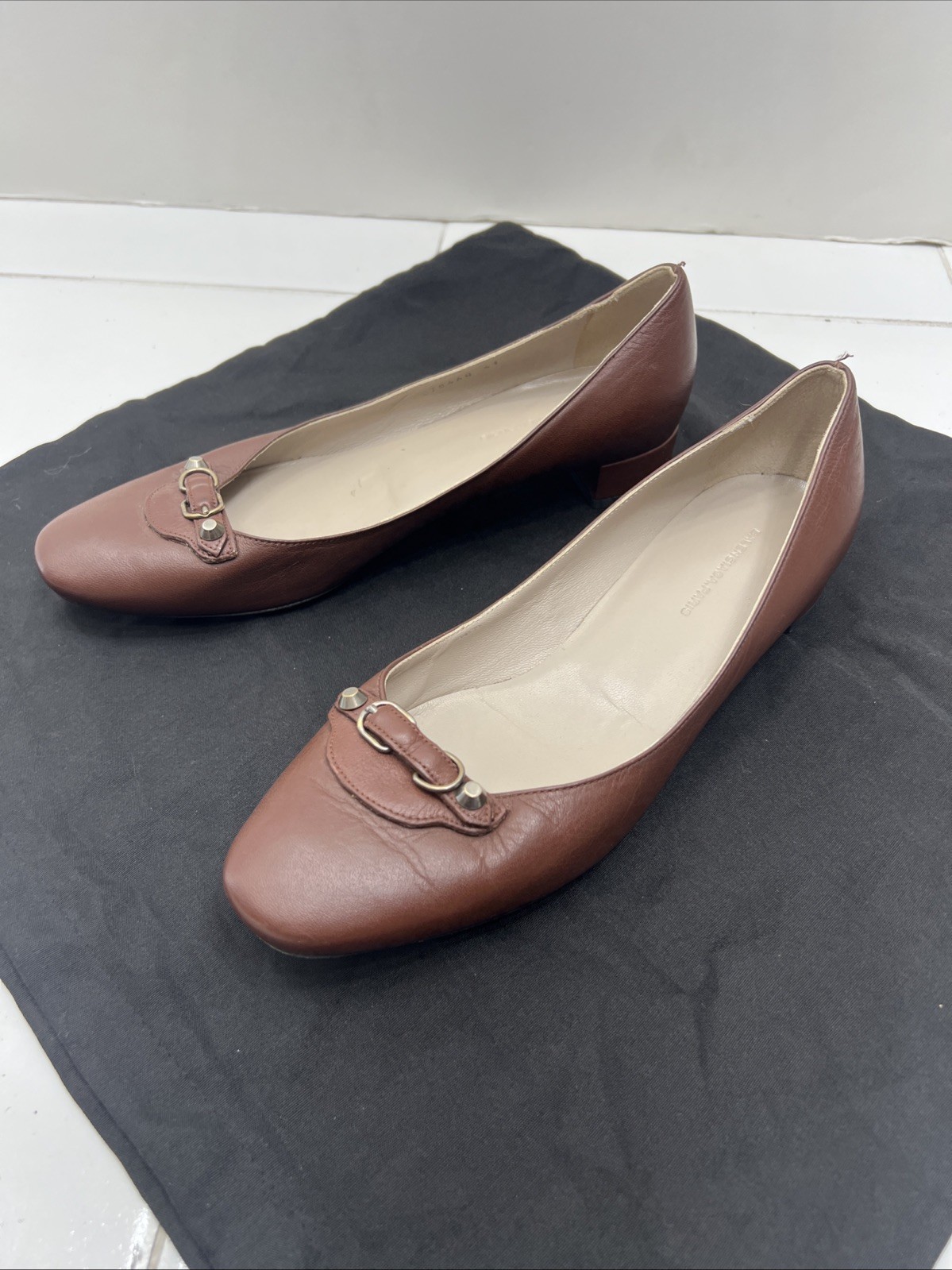 Balenciaga City 41 Ballet Low Pumps Studded Mules Slip On Smoking Loafers Mules
