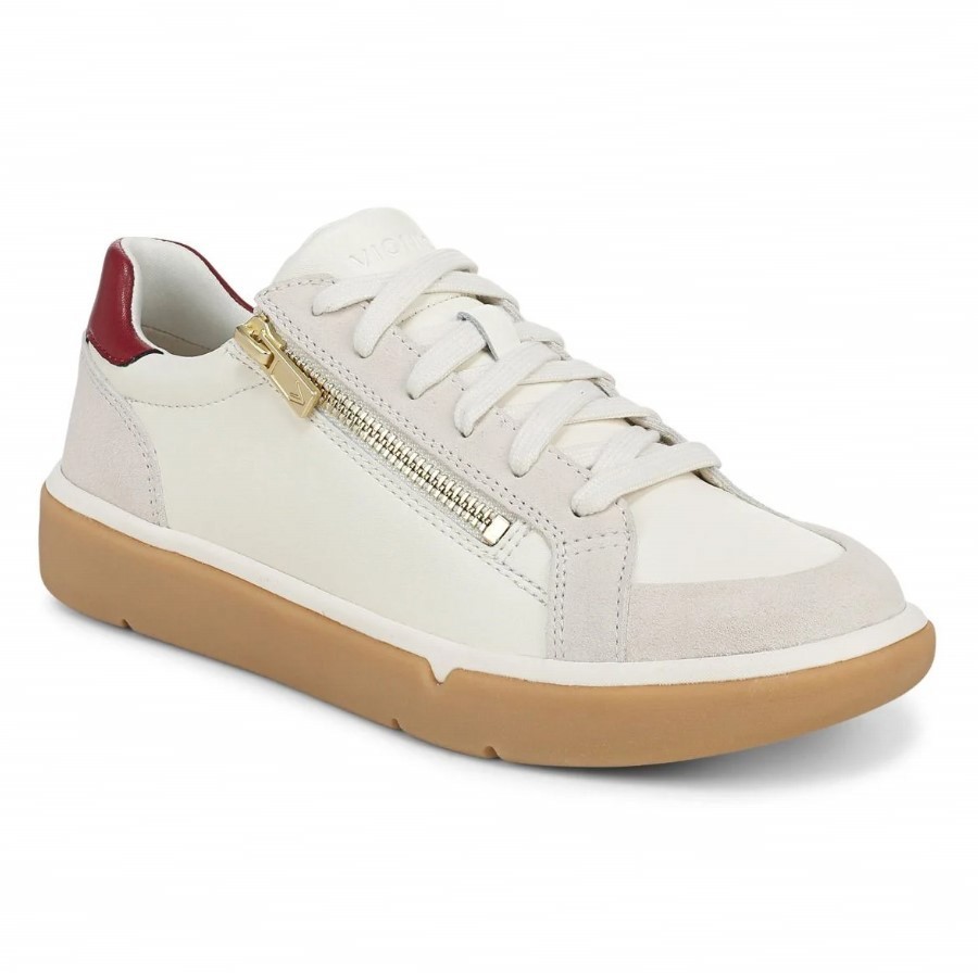 VIONIC Women City Walk AXS Sneaker, Ivory Leather (NEW)
