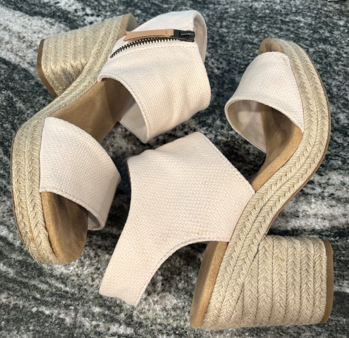 Toms Womens Majorca Cutout Pink Block Heel Sandals Size 9