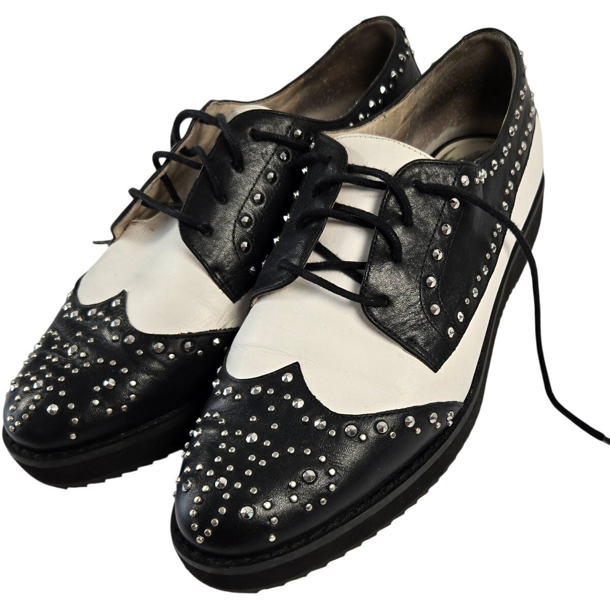 Michael Kors Sofie Studded Leather Oxford Calfskin Lace Up Platform Size 8.5