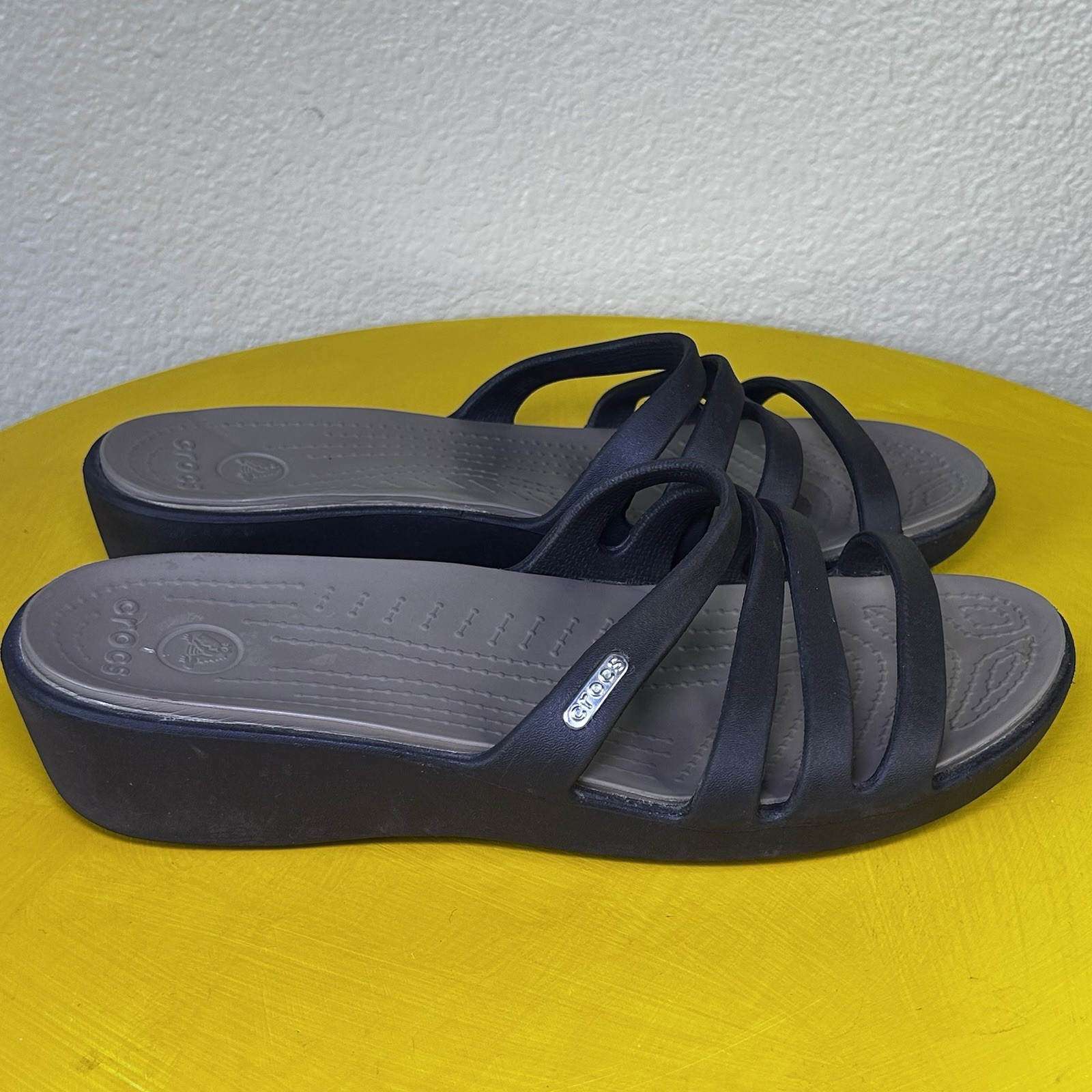 Crocs Rhonda Women’s Size 9M Brown Slides Wedge Heel Sandal Comfort