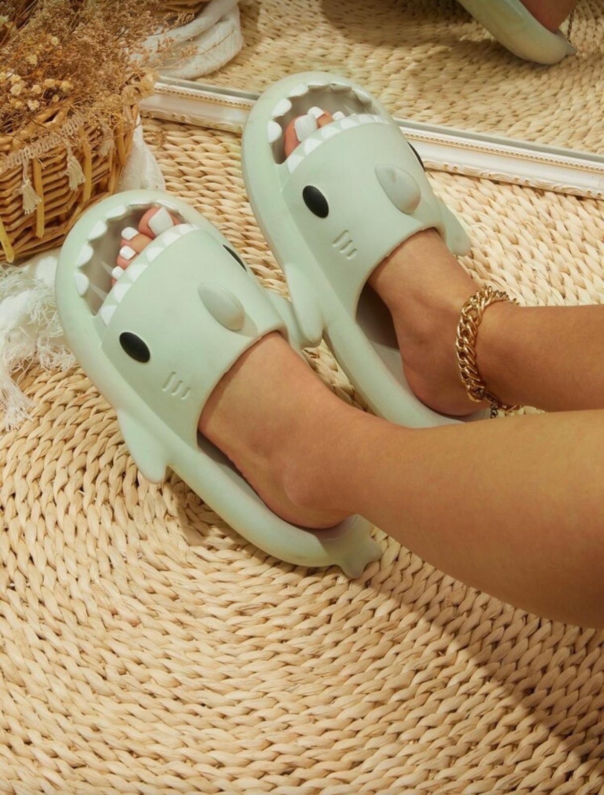 Funny Shark Indoor Outdoor Silly Shark Slippers Womens