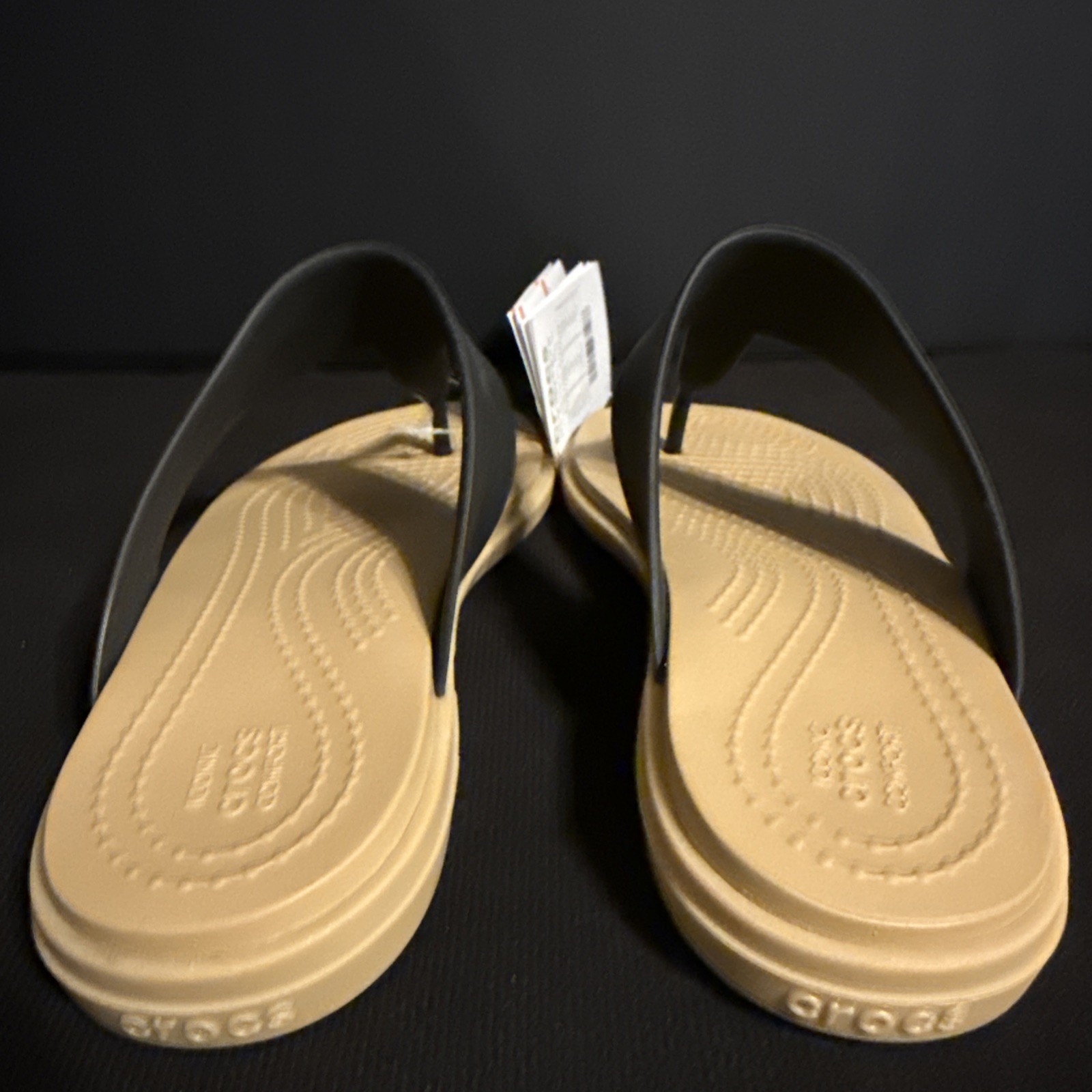 CROCS Iconic Comfort Black Thong Sandals Size Womans 4 NWOB