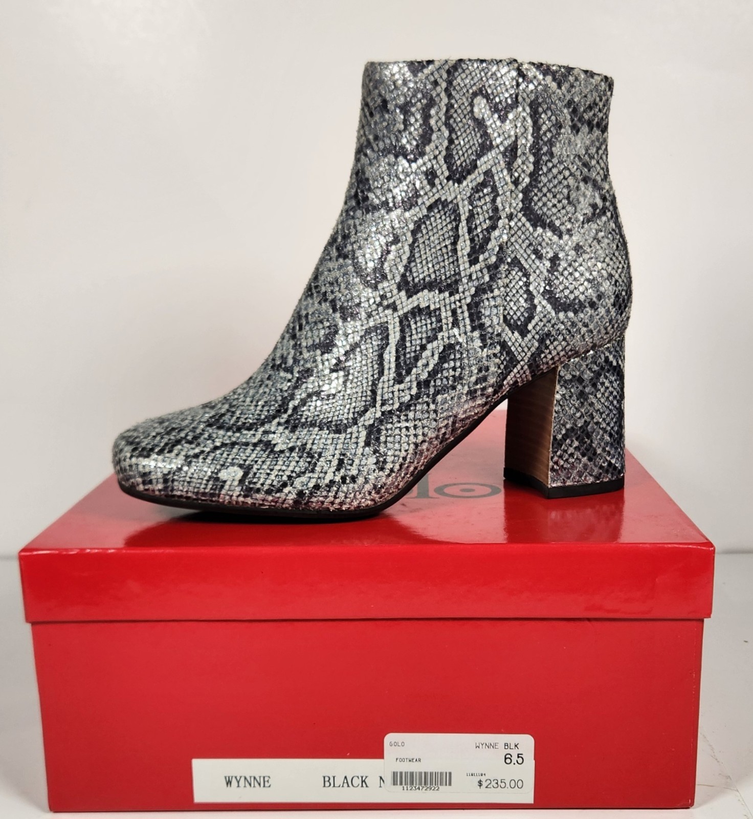 GOLO Wynne Women’s 6M Snake Print Leather Ankle Boots Block Heel New In Box