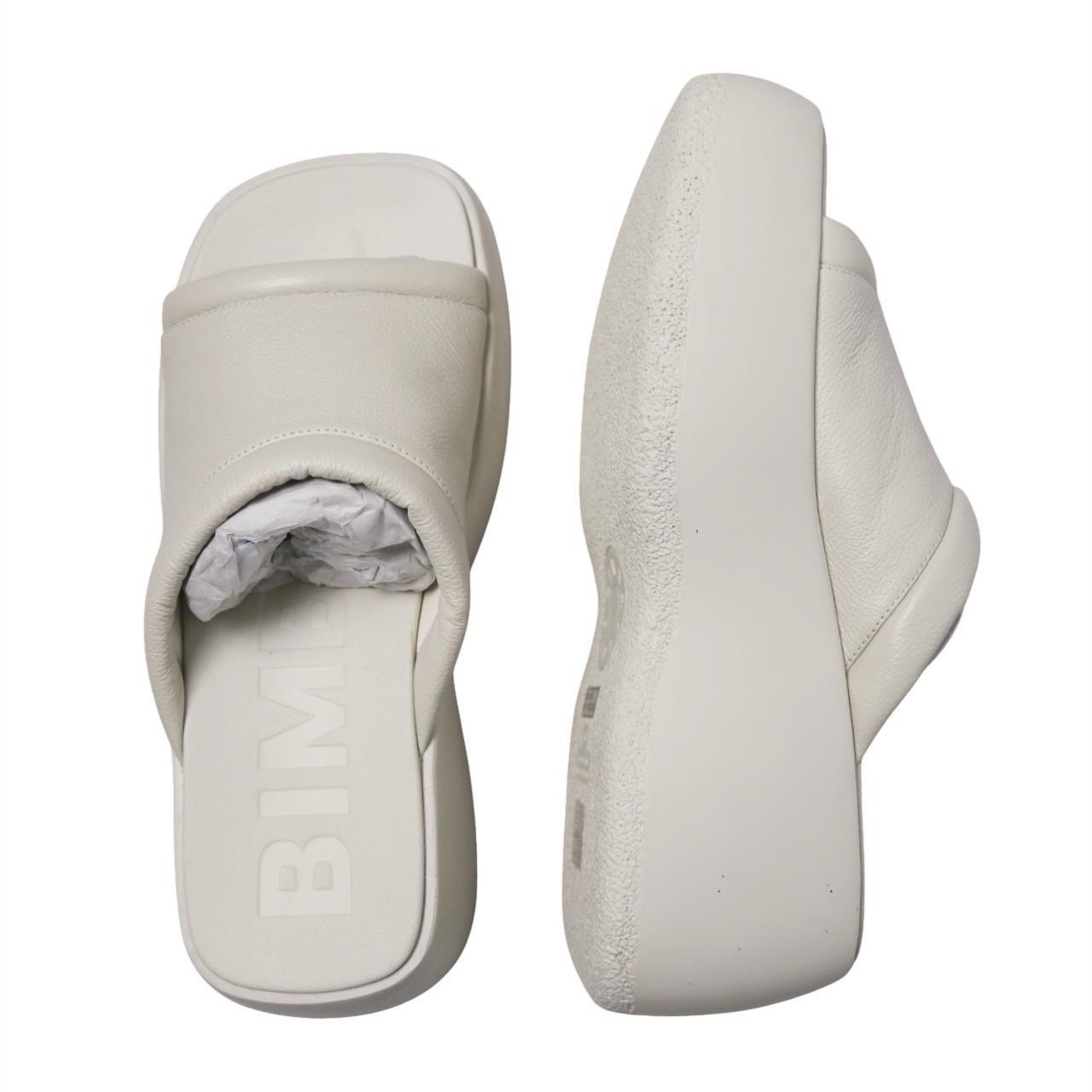 Bimba Y Lola US 10 EU 41 Ivory Leather Slide Platforms Sandals