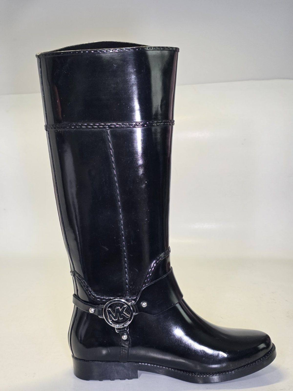 Michael Kors MK Women’s Rain Boots Size 6 M Black Tall Waterproof Rubber Riding