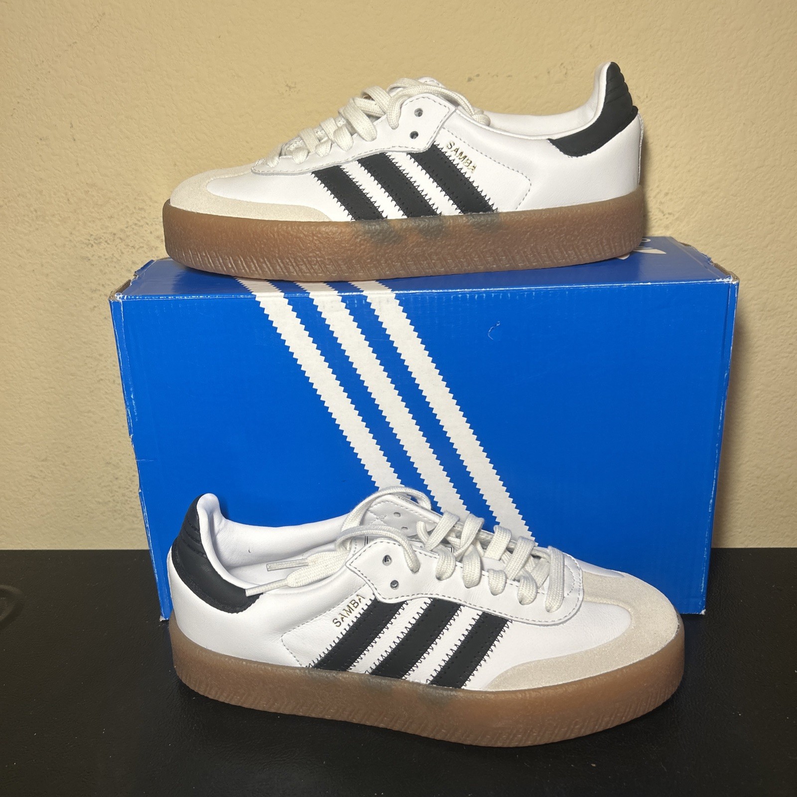 adidas Sambae White Black Originals JI1349 Shoes Women’s Size 7.0 New