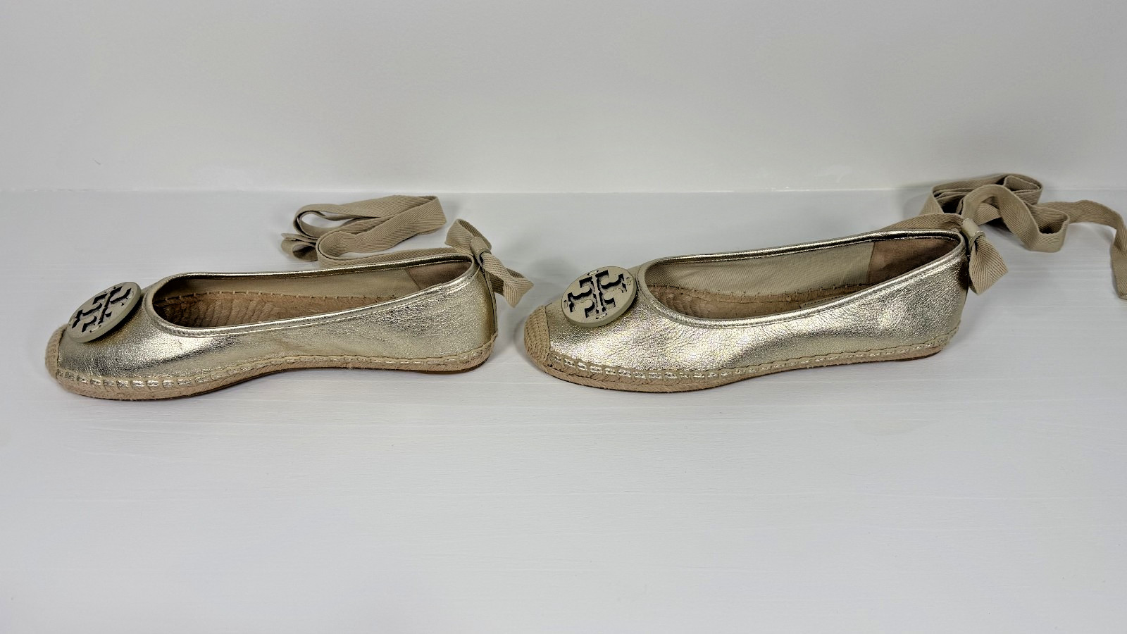 NEW W/O BOX – TORY BURCH Minnie Ballet Espadrille/ Metallic Gold Size 9.5
