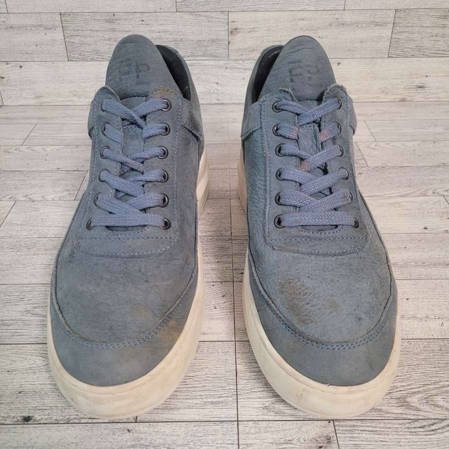 Women’s Filling Pieces Handmade Blue Leather Low Top Sneakers Shoes Size 40