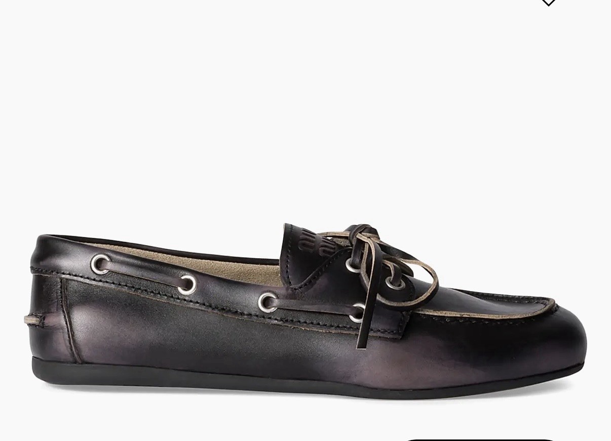 Miu Miu Unlined Bleached Leather Boat Shoes