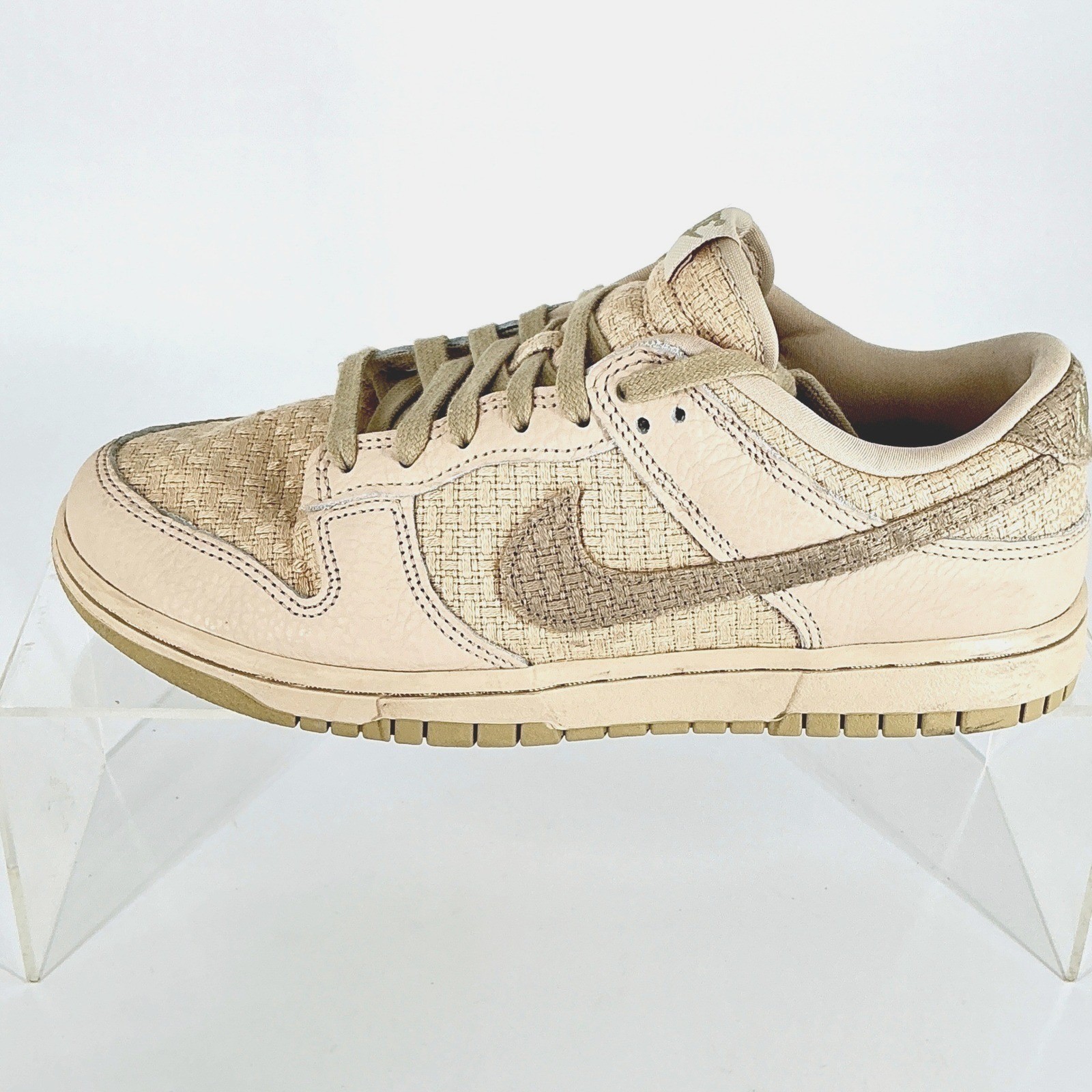 Nike Size 9.5 Dunk Low SE Women Beige Textile Leather Sneakers Shoes