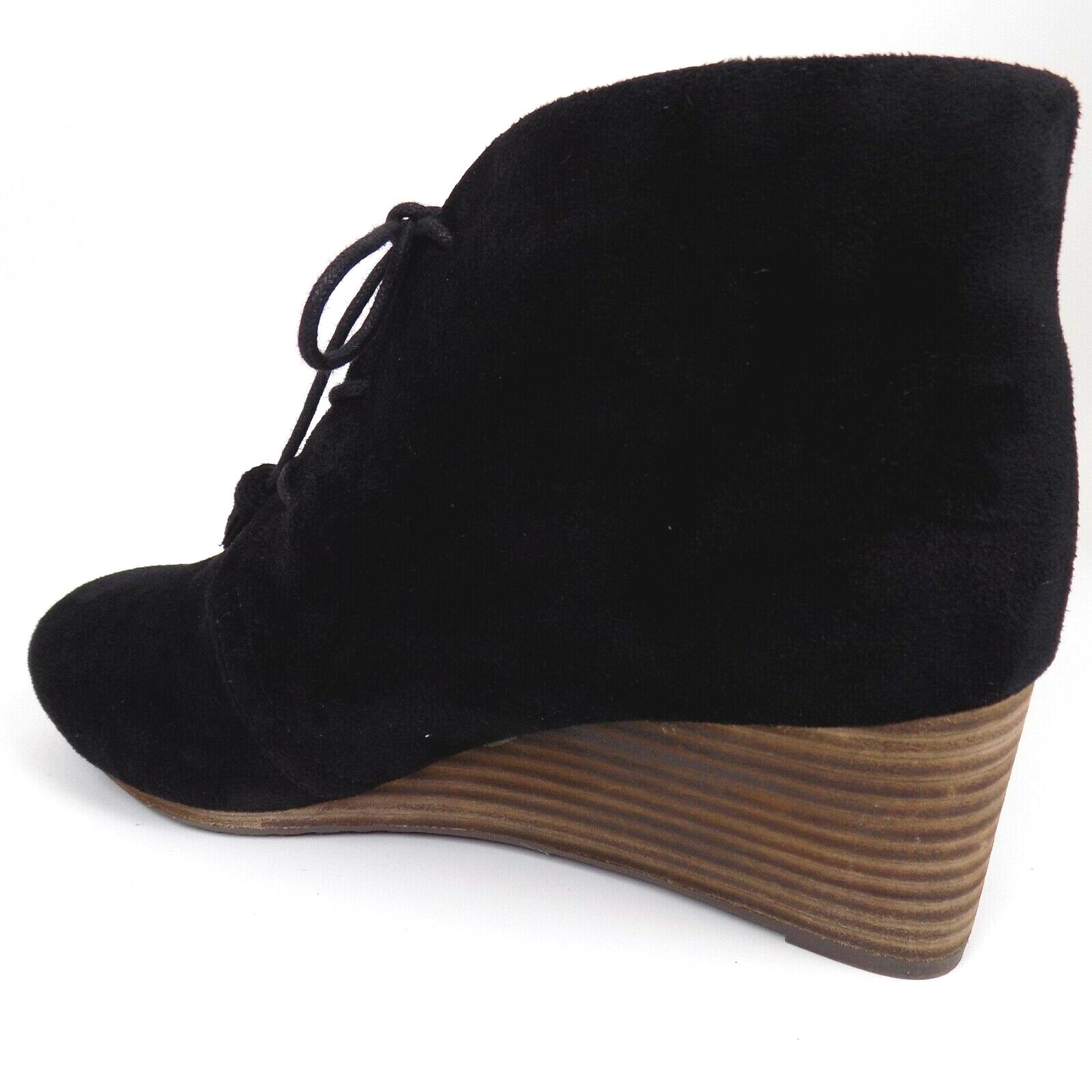 DR. SCHOLL’S Women Dakota Wedge Ankle Lace Booties Size 7.5 WIDE, Black Faux Sue
