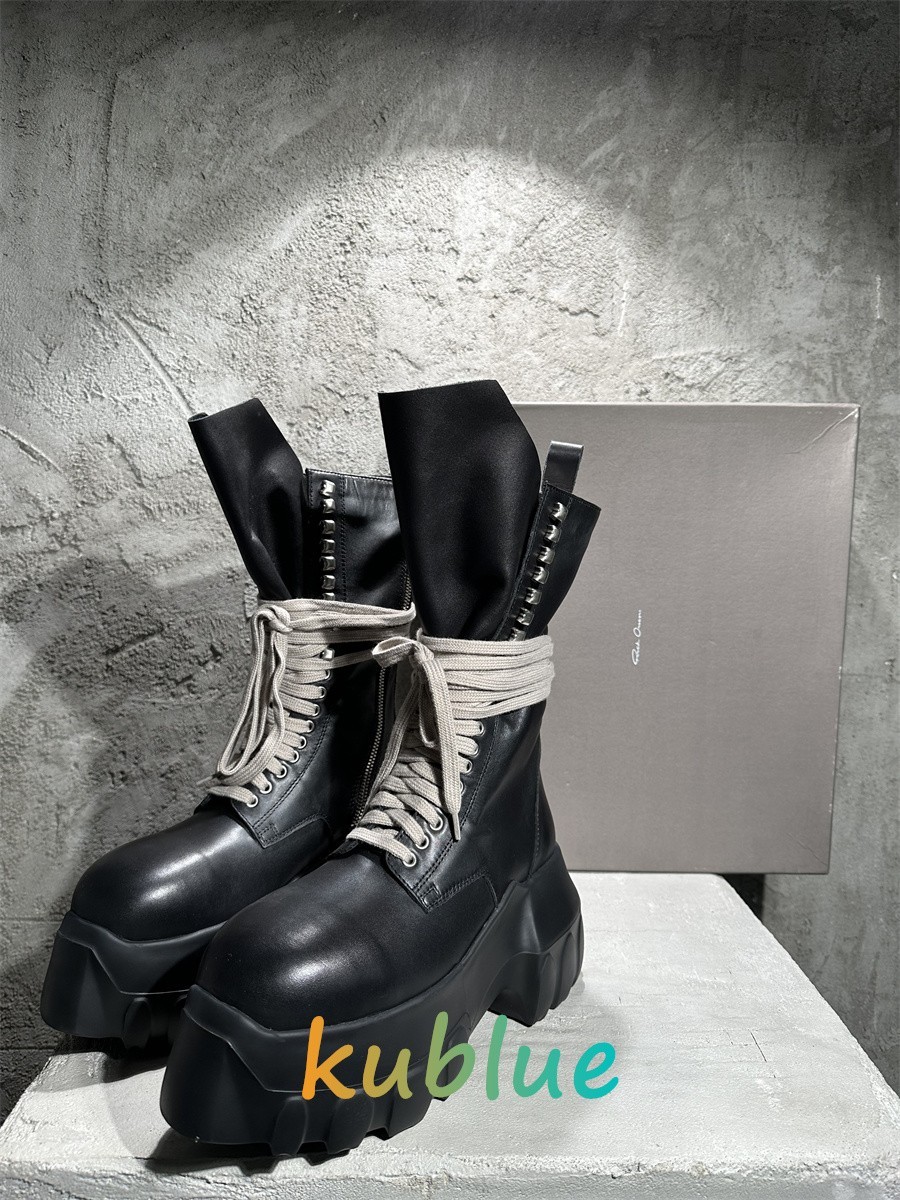 RO Unisex Genuine Leather Workwear High Tube Platform Shoes Punk Boots