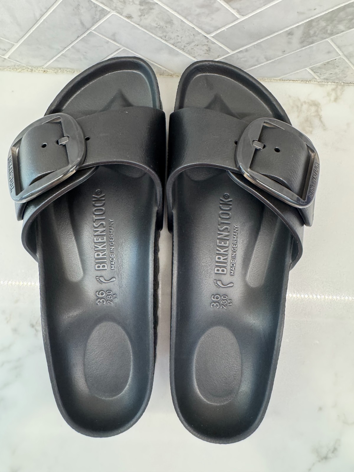 Birkenstock Madrid Big Buckle EVA Essentials Sandals Womens 5 36 Black Slides