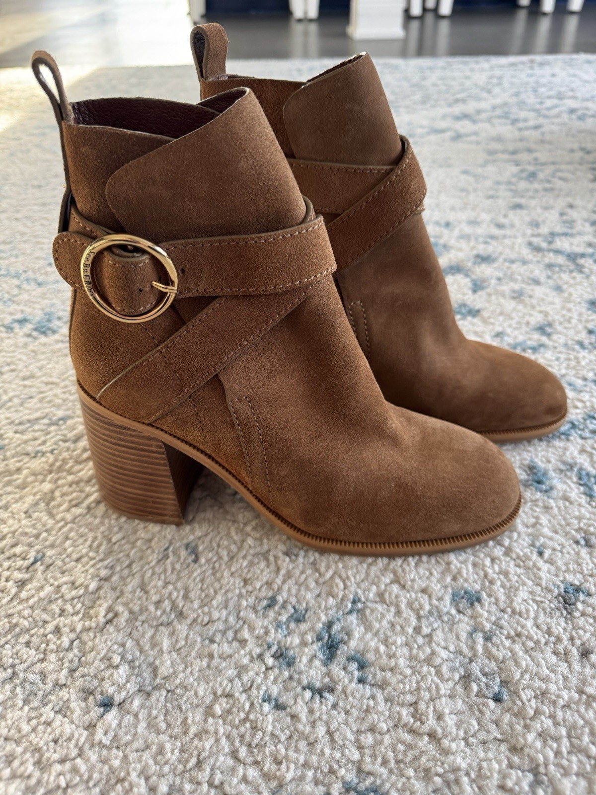 See by Chloe Lyna Suede Ankle Booties 80 Women’s Sz EU 38.5