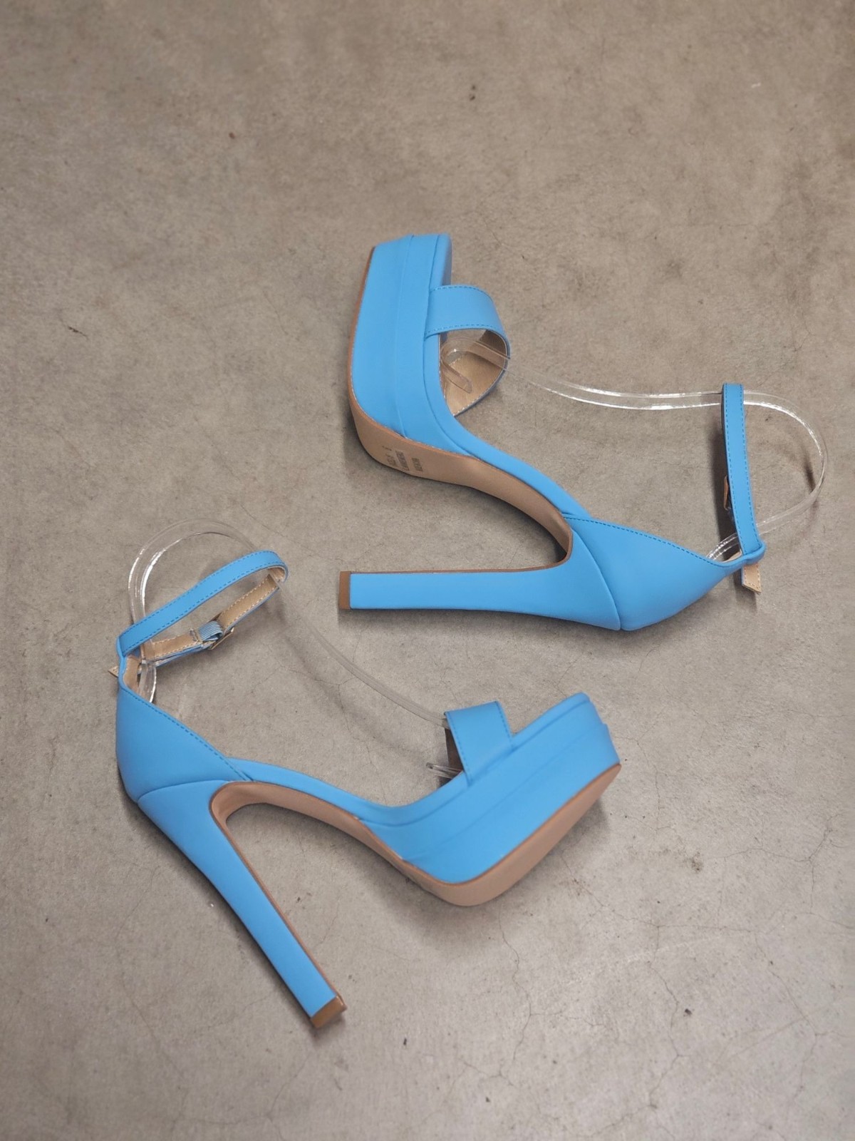 Sky Blue Platform Stiletto High Heels With Ankle Strap Buckle Closure For Women