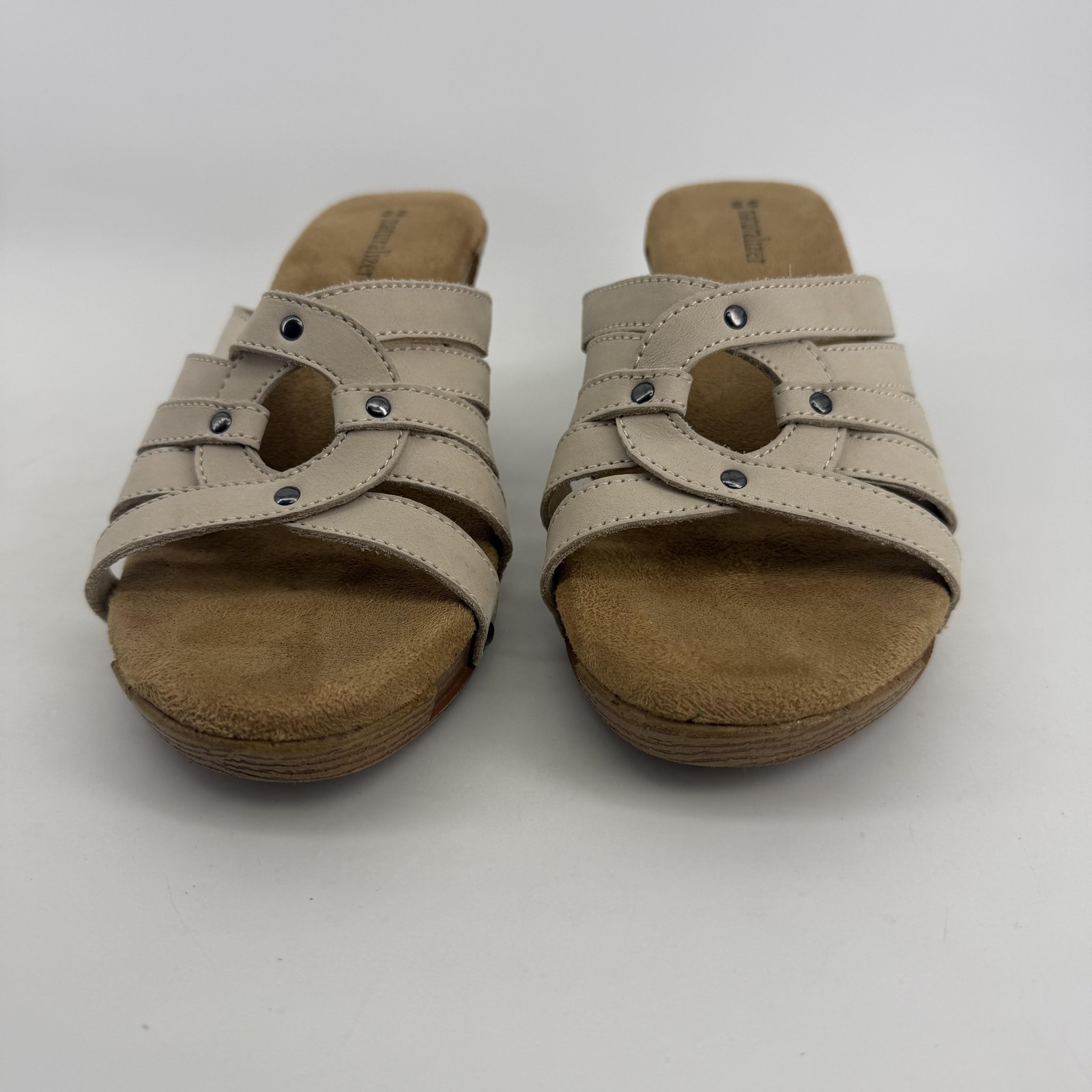 Naturalizer Captain-Rice Sandals Womens Size 9M Tan Nubuck Slide Wedge Comfort
