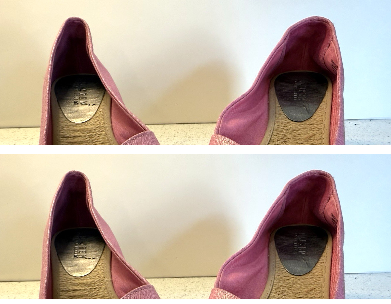 Lauren Ralph Lauren Cecilia Wedge Heels 8.5 B Linen Fuchsia Shantung Espadrille