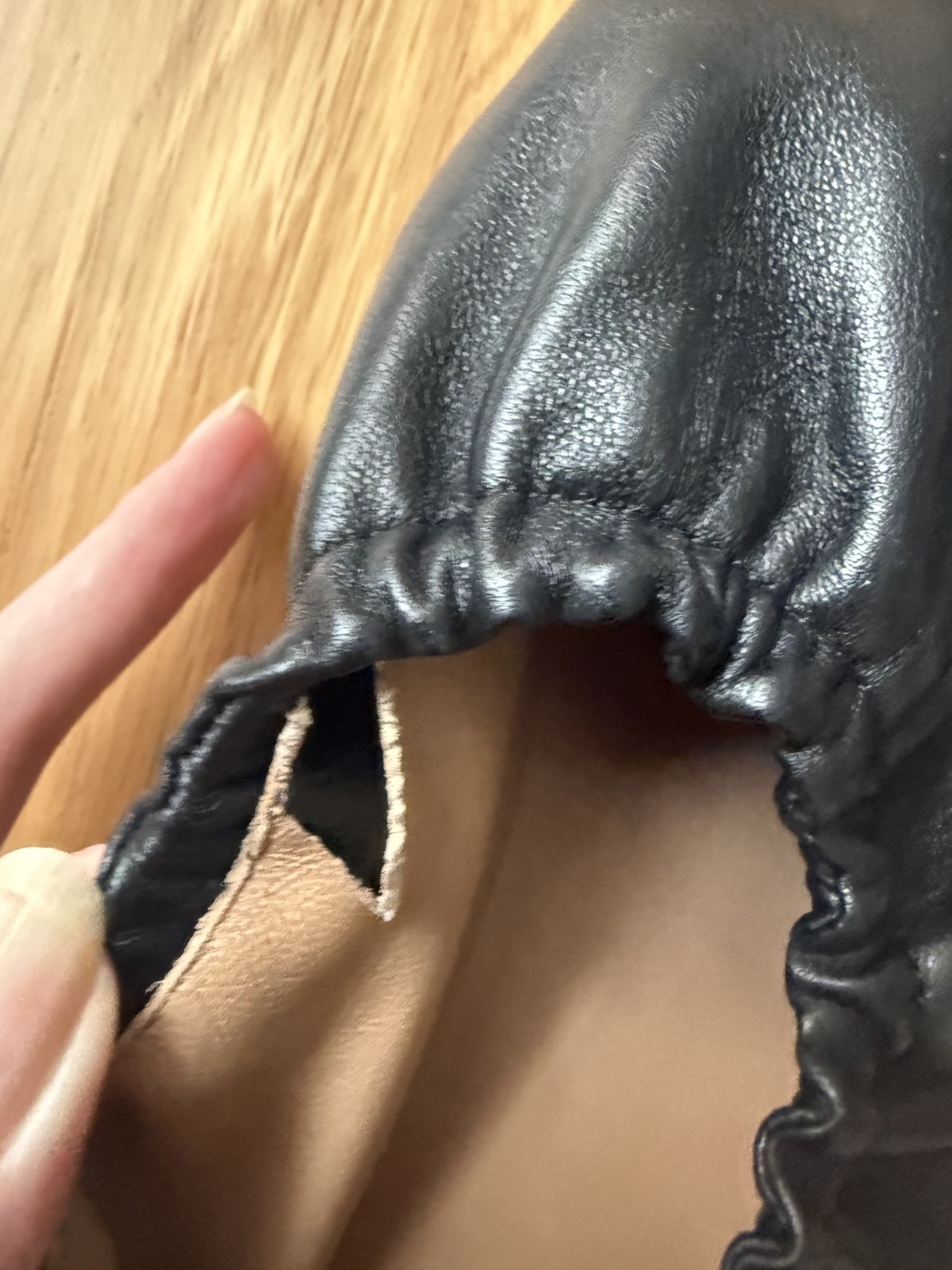 MANSUR GAVRIEL Black Leather Ruched Ballerina Glove Flat NWD Retail $495