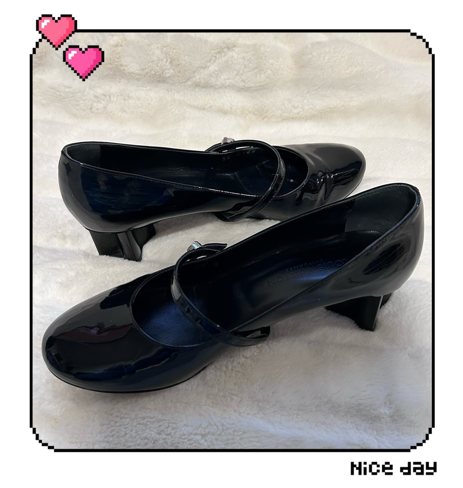 Louis Vuitton 19FW Uniform Flower Silhouette Patent Leather Pumps Black Sz 36